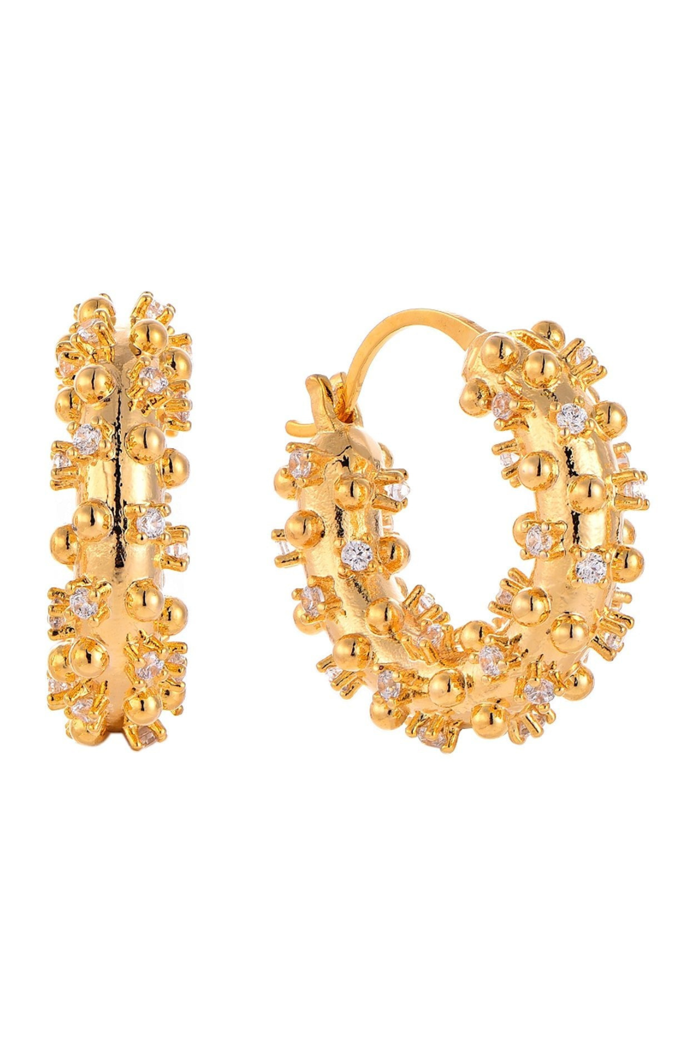 Waterproof 18k Gold Plated Sparkling Hoop Earring,Akalia,www.akaliaofficial.com