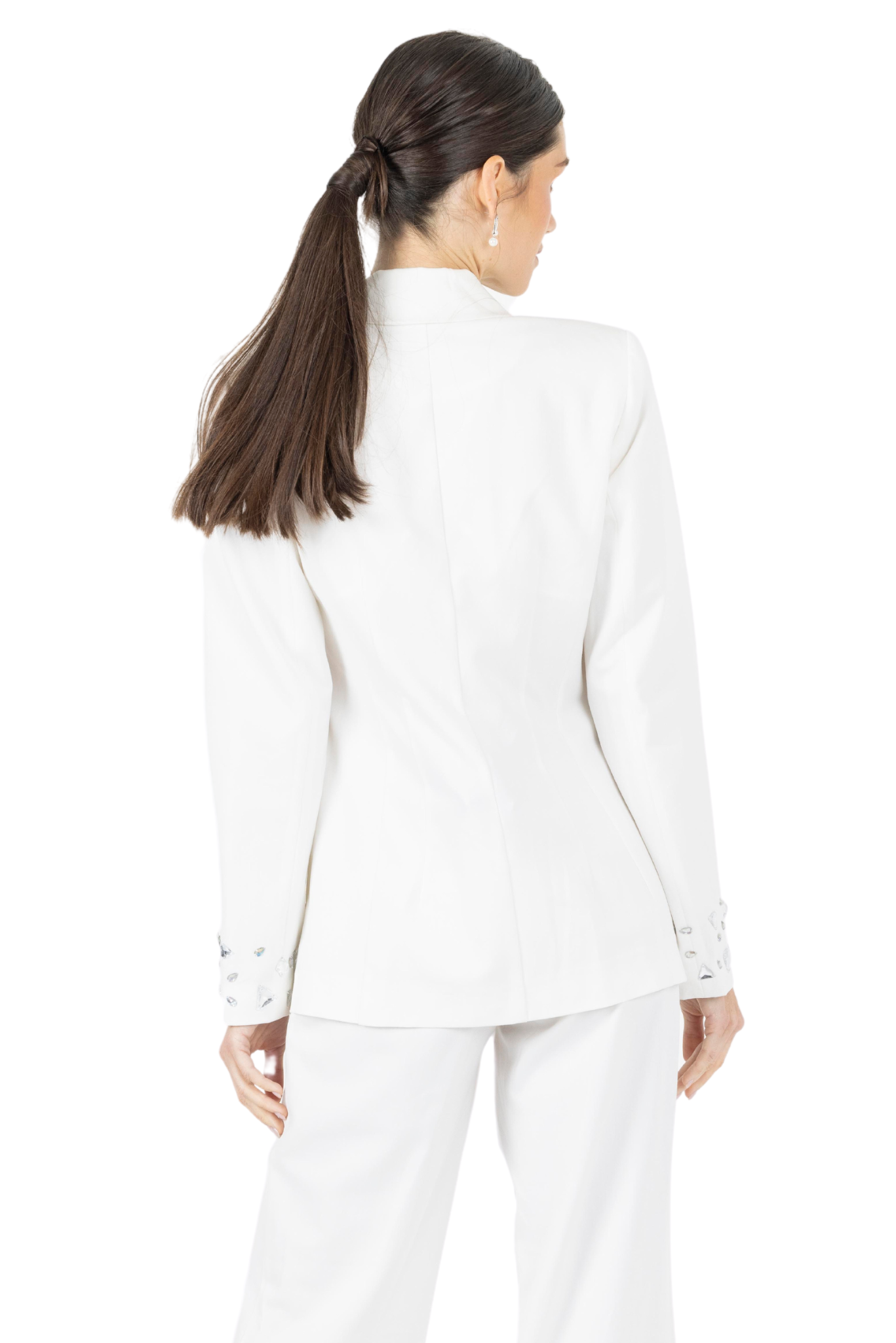 Ameli White Stone Blazer,Akalia,www.akaliaofficial.com