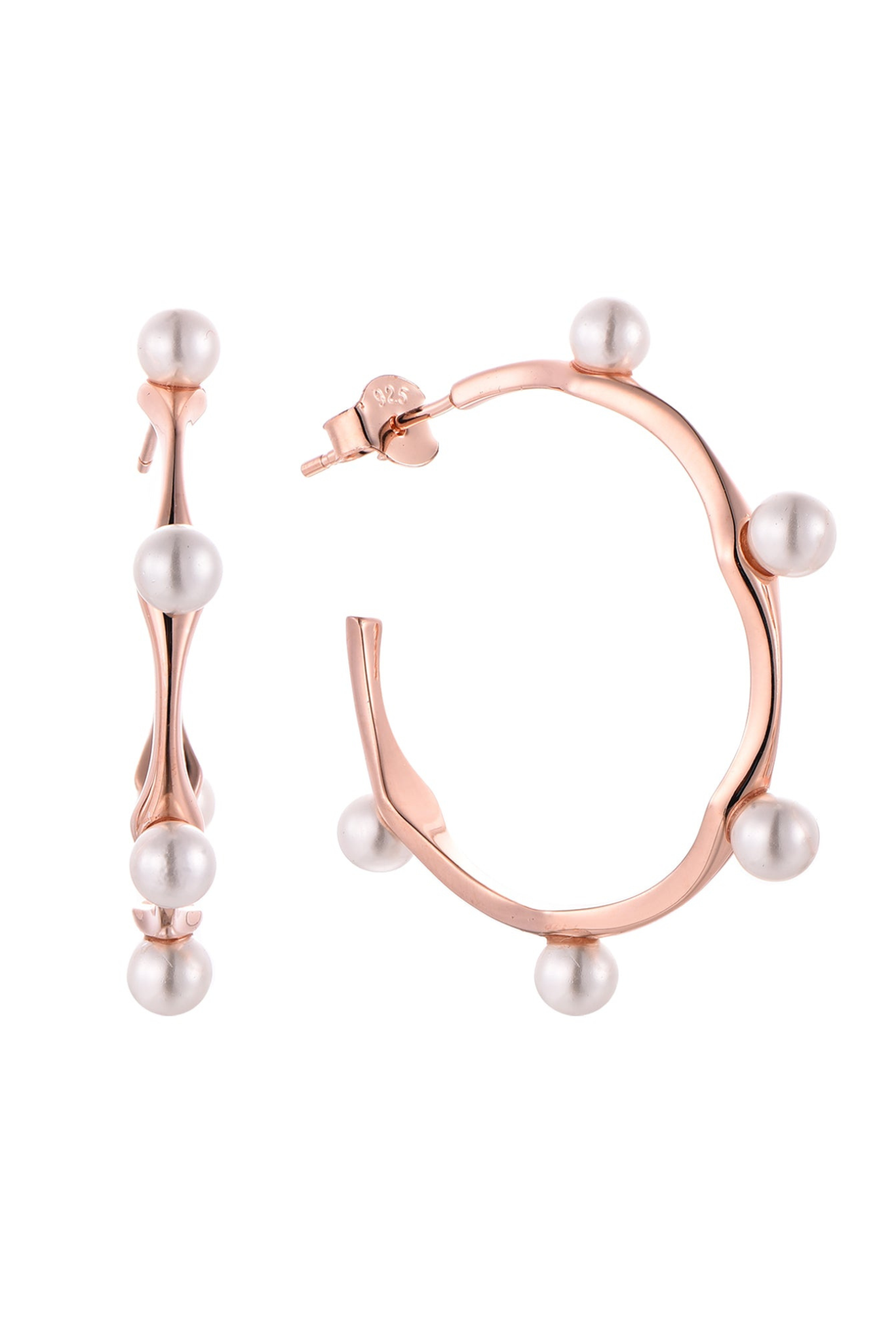 Waterproof Pearl Beads Round Half Hoop Earring,Akalia,www.akaliaofficial.com