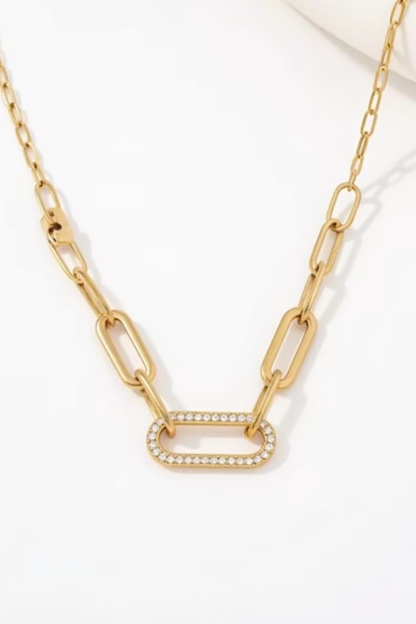 Waterproof 18K Gold and Diamond Maillon Link Necklace