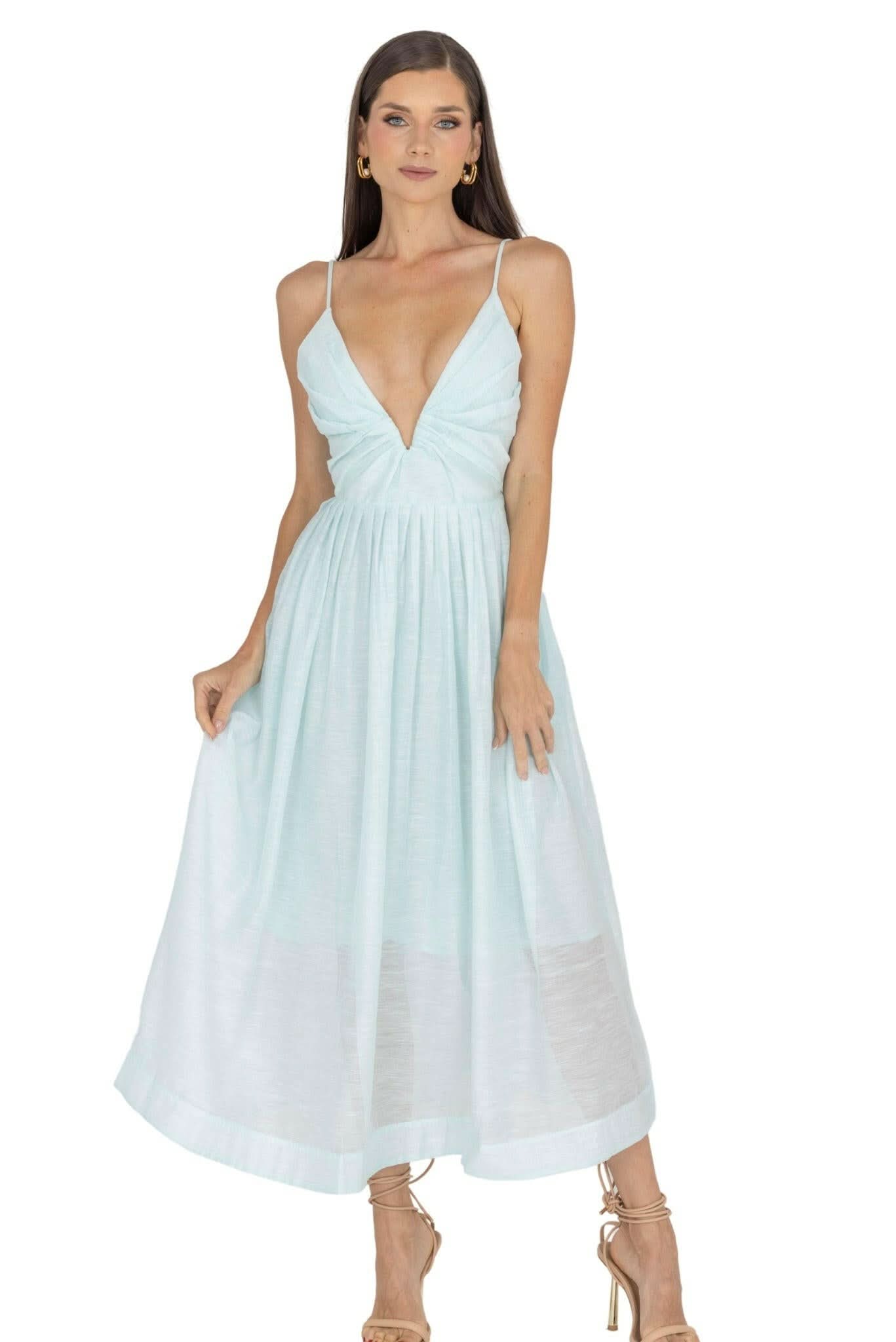 Adeli V Neck Midi Dress - Akalia