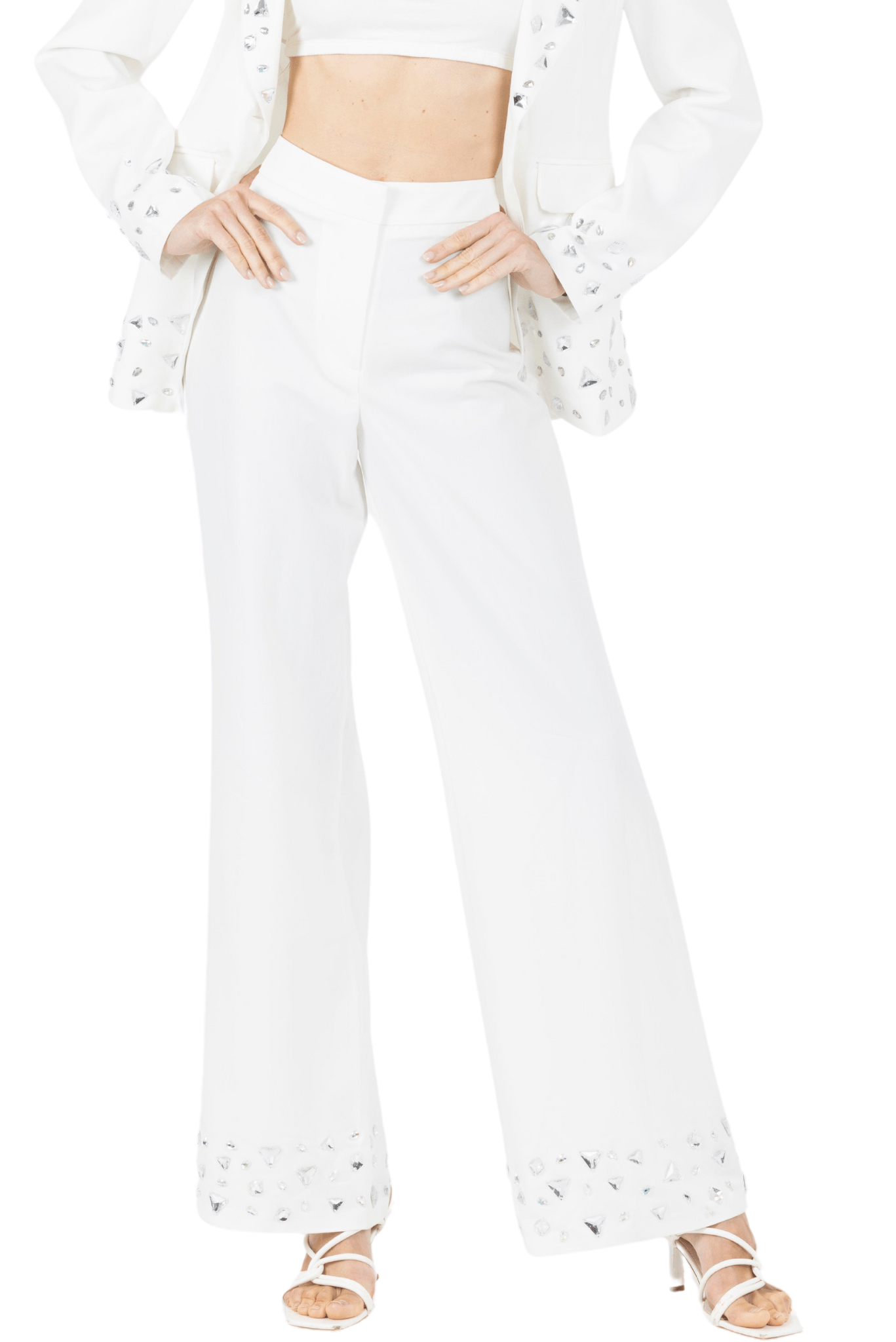 Ameli White Flared Pants - Akalia