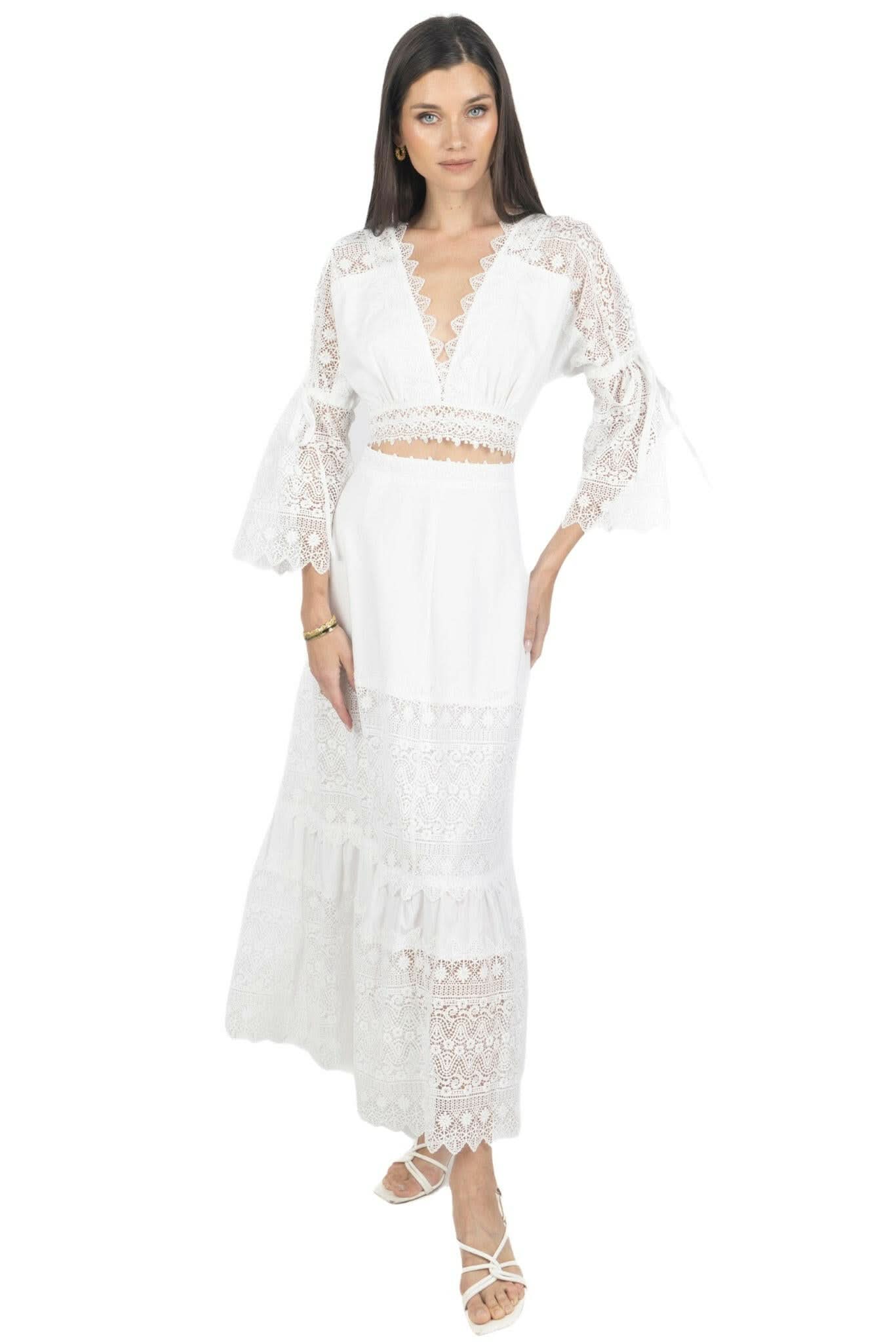 Emily Guipure Lace Top & Maxi Skirt Set - Akalia