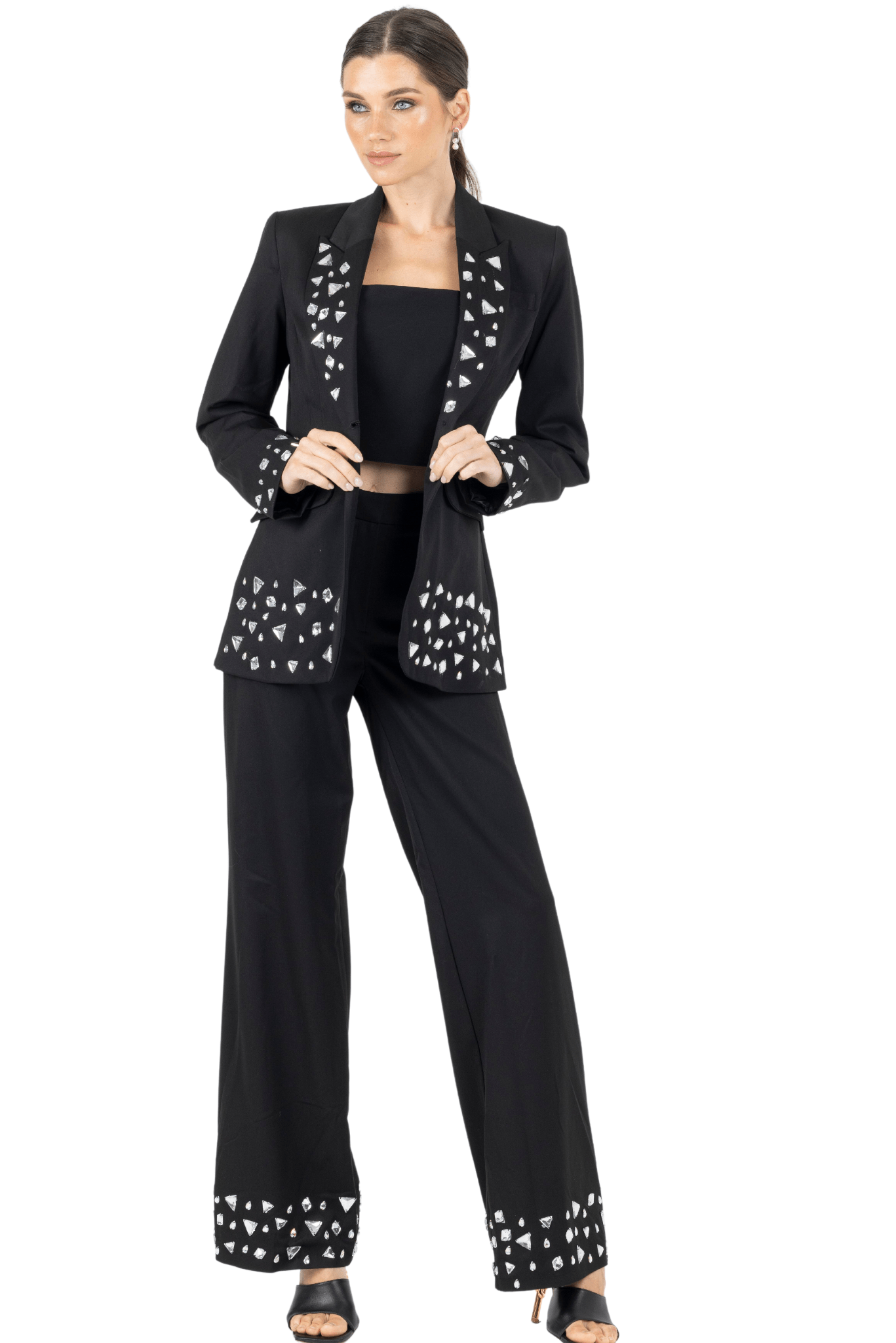 Joslin White Stone Blazer in Black - Akalia