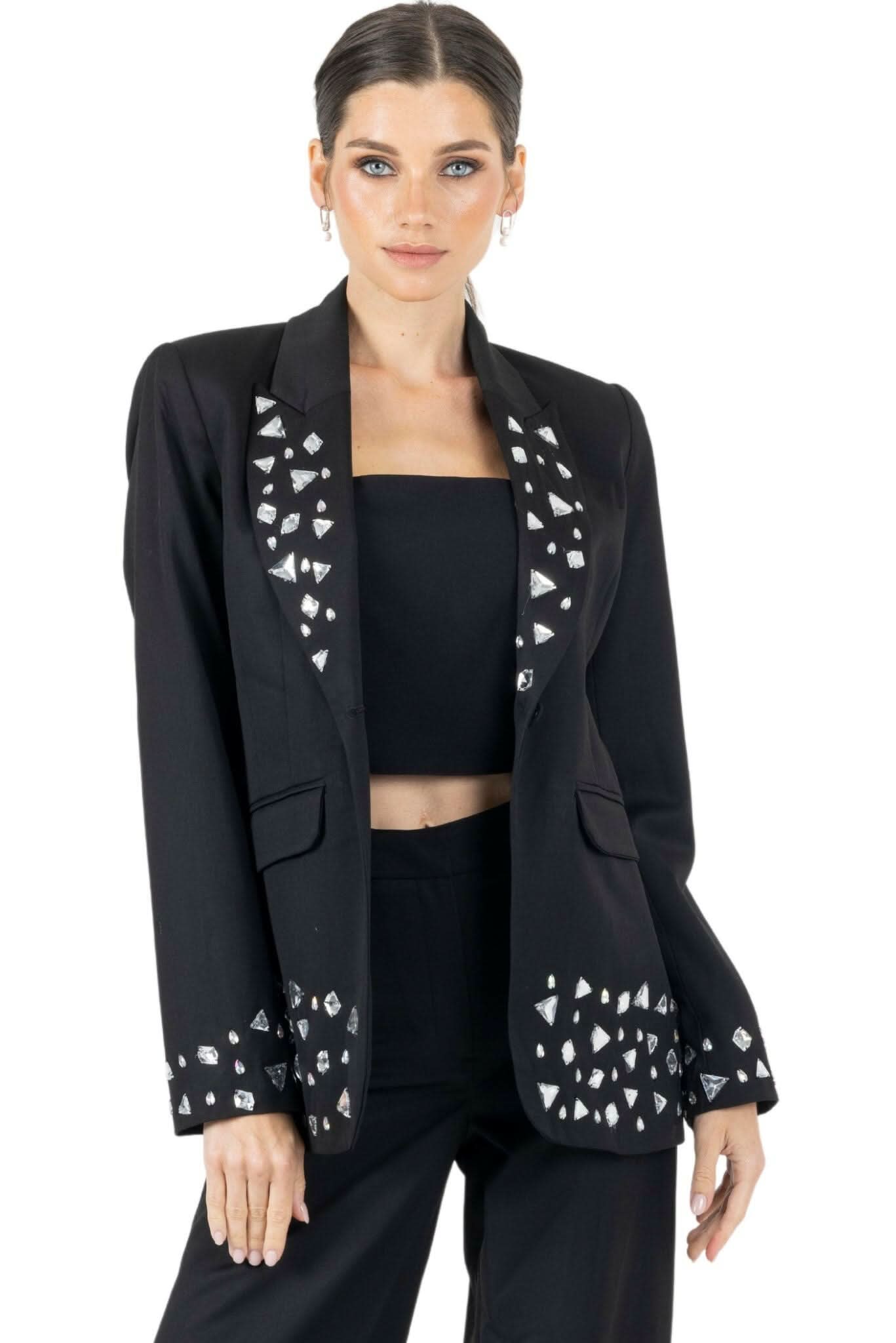 Joslin White Stone Blazer in Black - Akalia