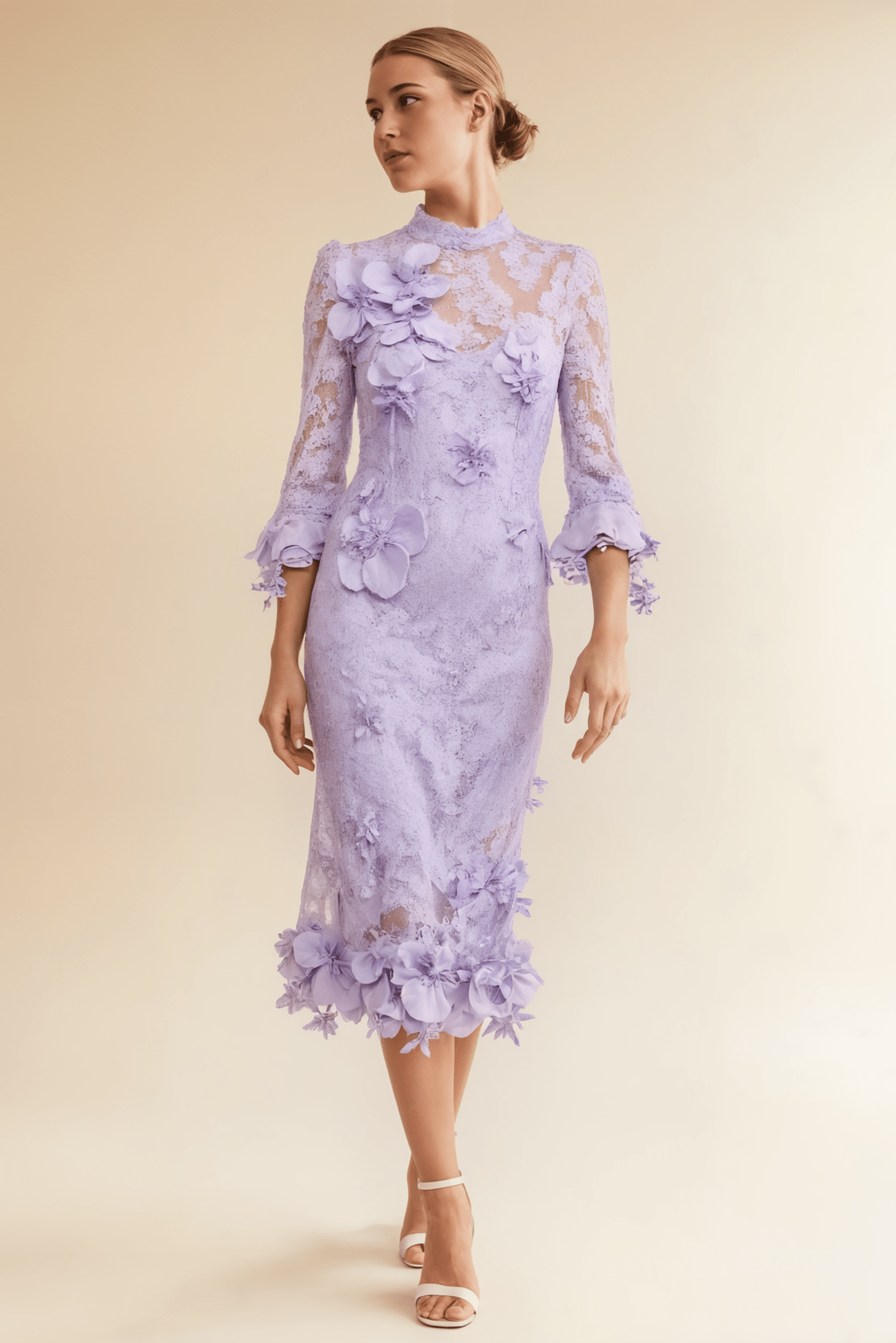 Lipsy Long Sleeves Lace Midi Dress (Purple) - Akalia