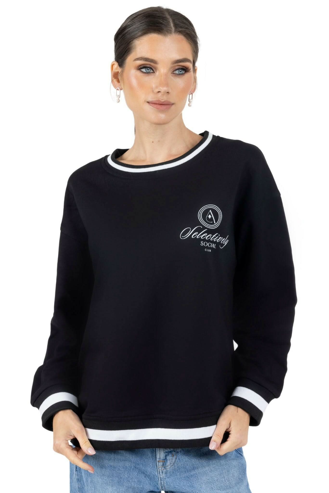 Lisa Printed Round Neck Pullover Sweatshirt - Akalia