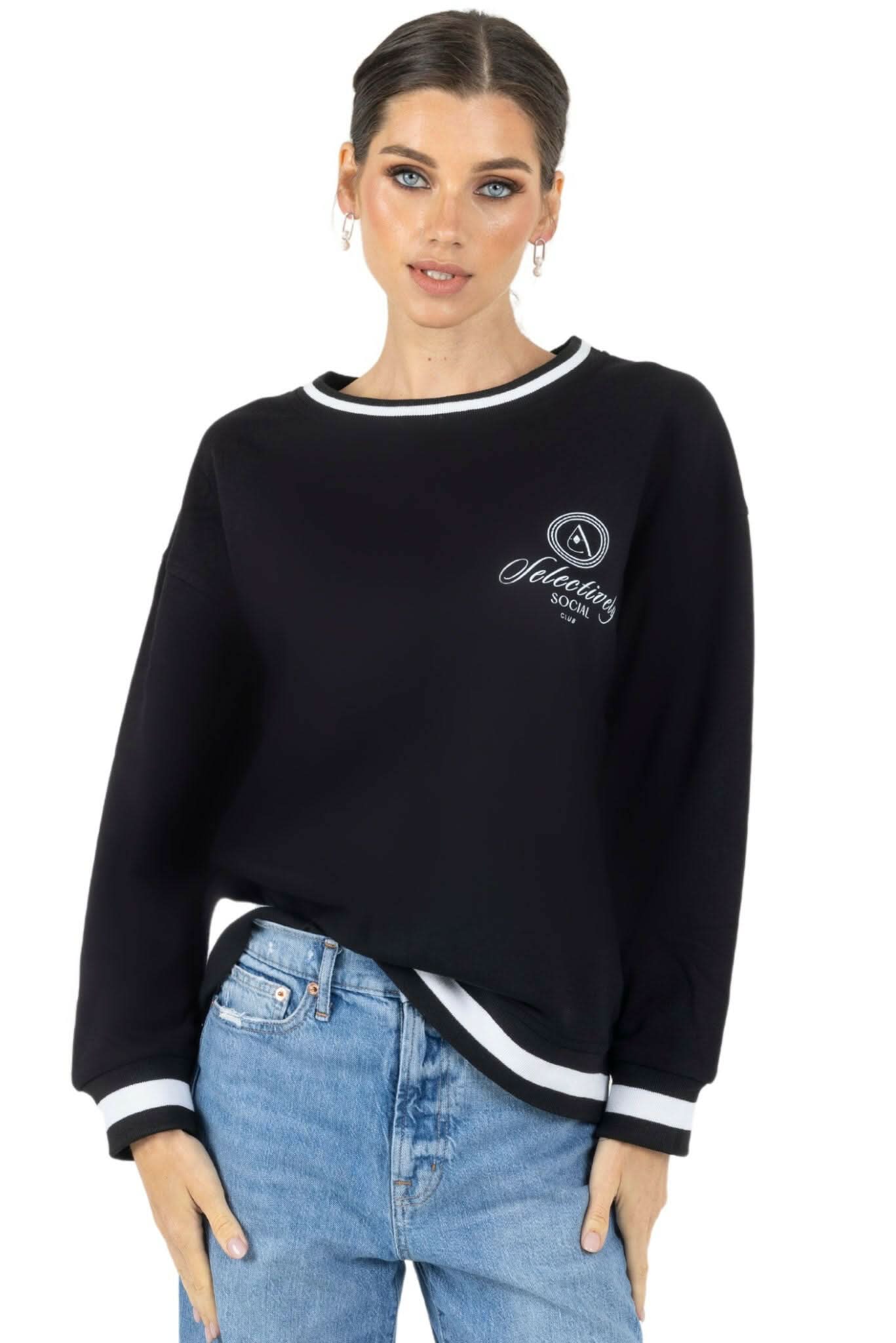 Lisa Printed Round Neck Pullover Sweatshirt - Akalia