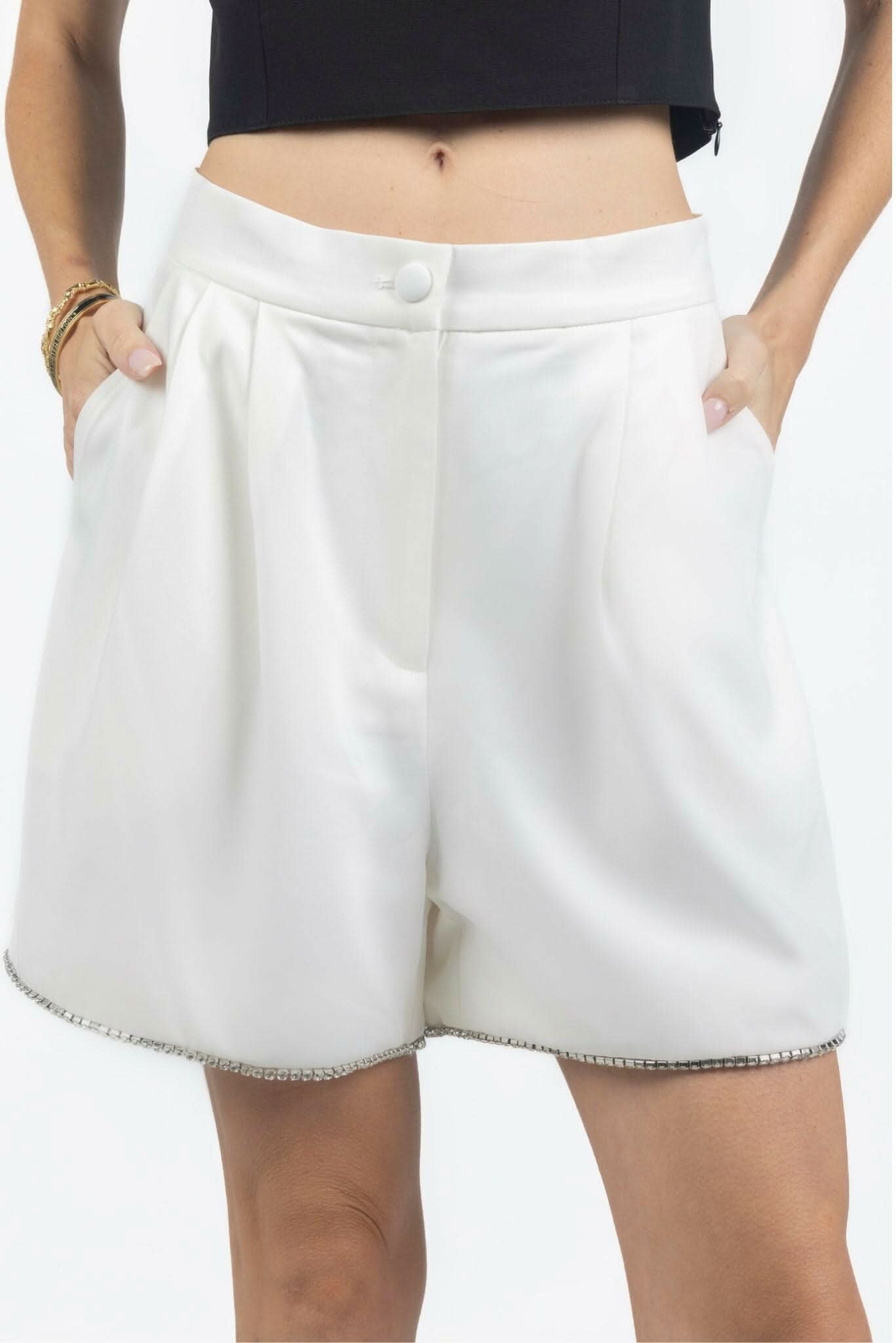 Melissa Rhinestone Oversized Shorts - Akalia