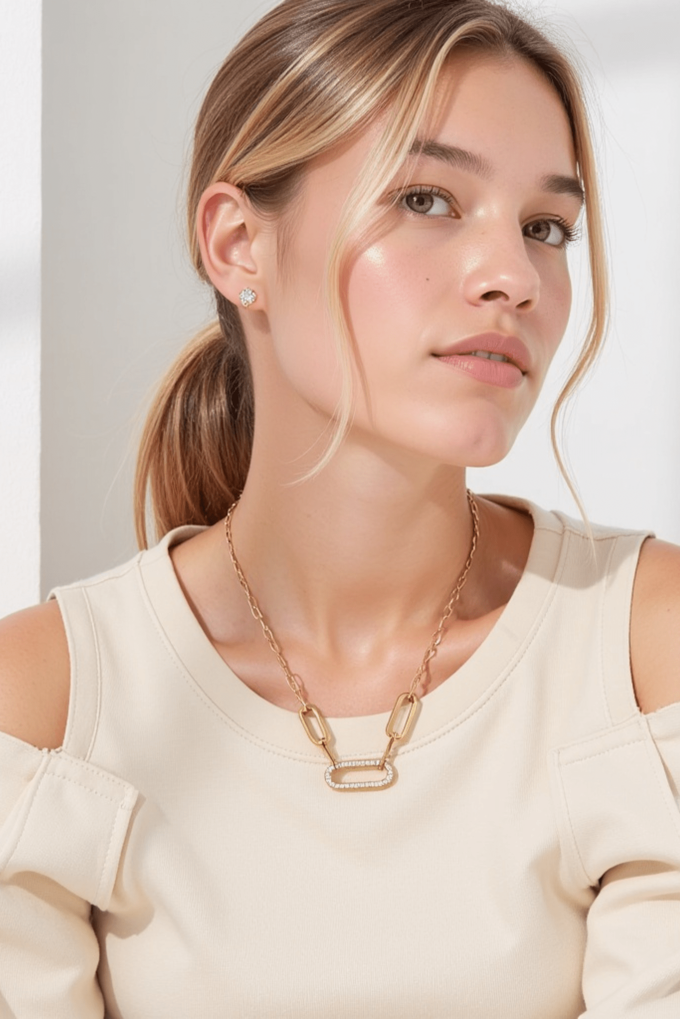 Waterproof 18K Gold and Diamond Maillon Link Necklace - Akalia