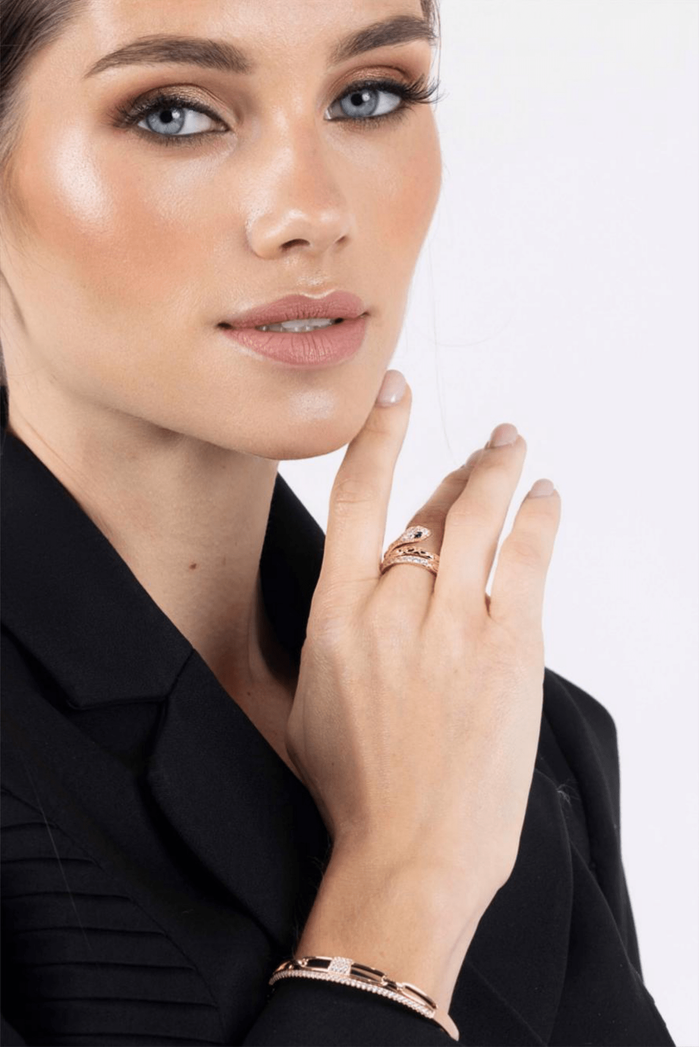 Waterproof Gold Diamond & Emerald Snake Wrap Ring - Akalia