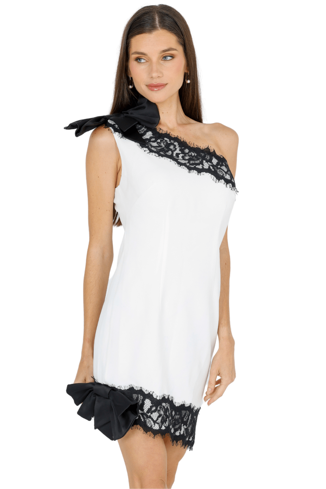 Zeena One Shoulder Lace Mini Dress - Akalia
