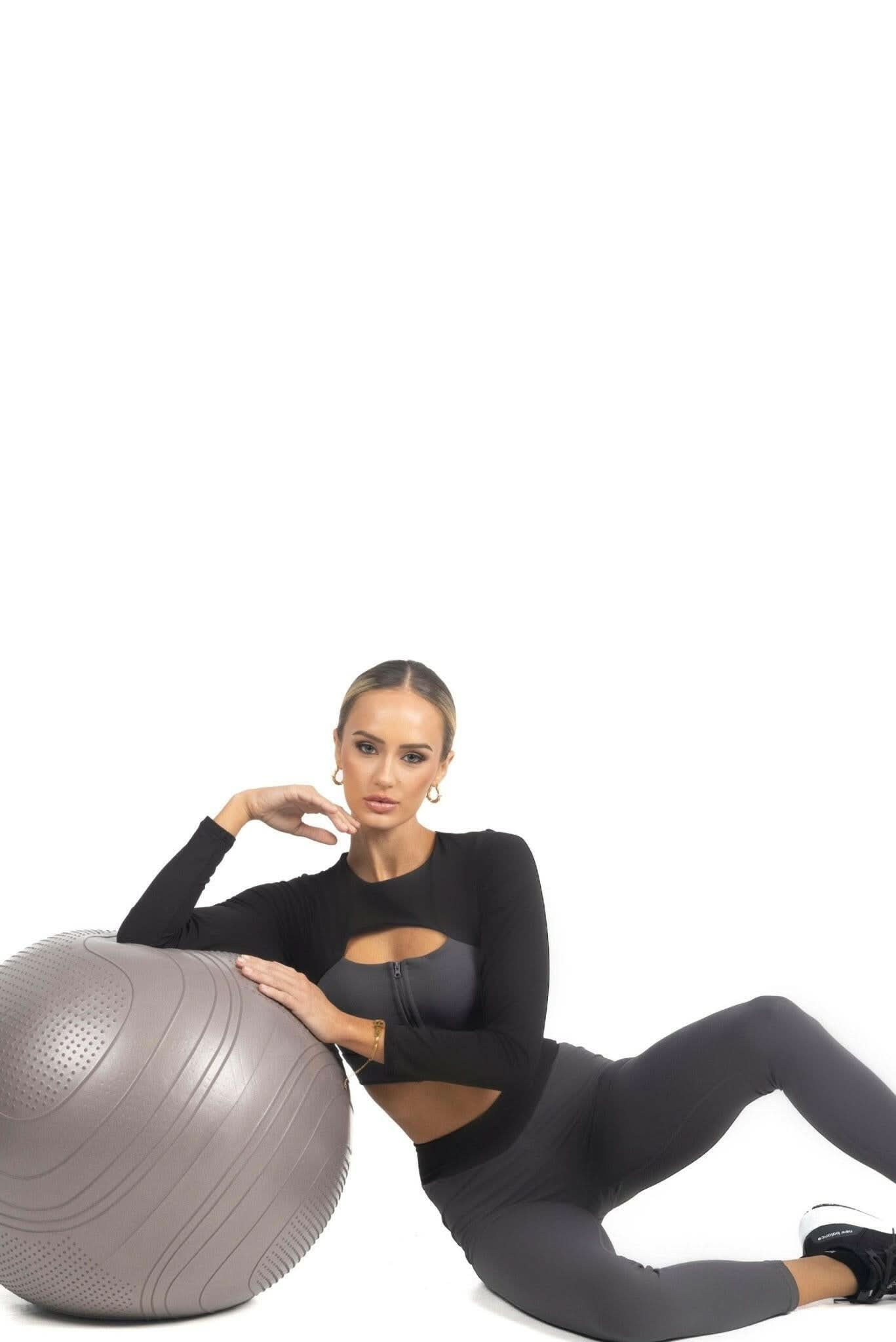 Alisha Color Block Activewear Long Sleeve Top in Black - Akalia