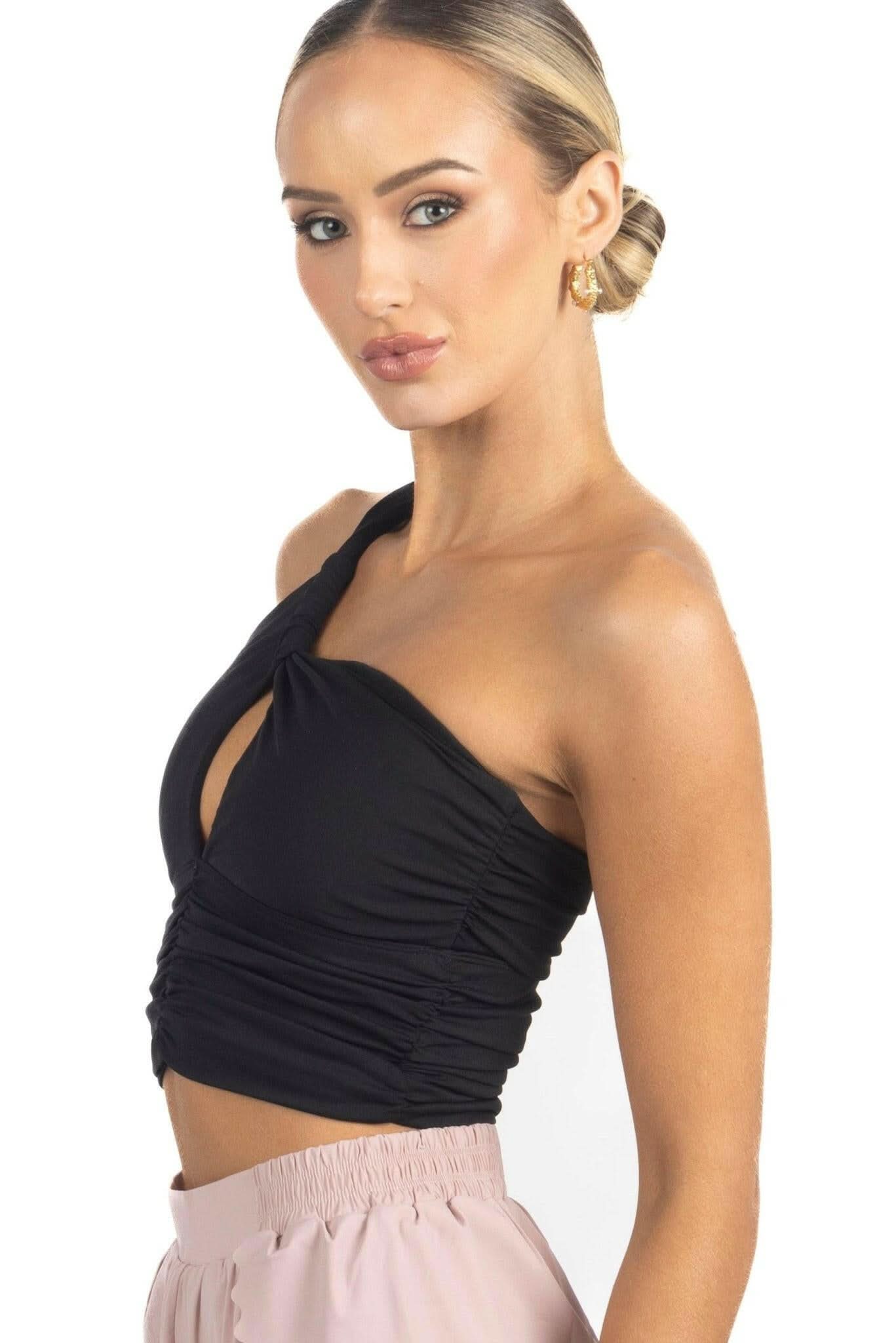 Belle Drapped Activewear Sportsbra in Black - Akalia