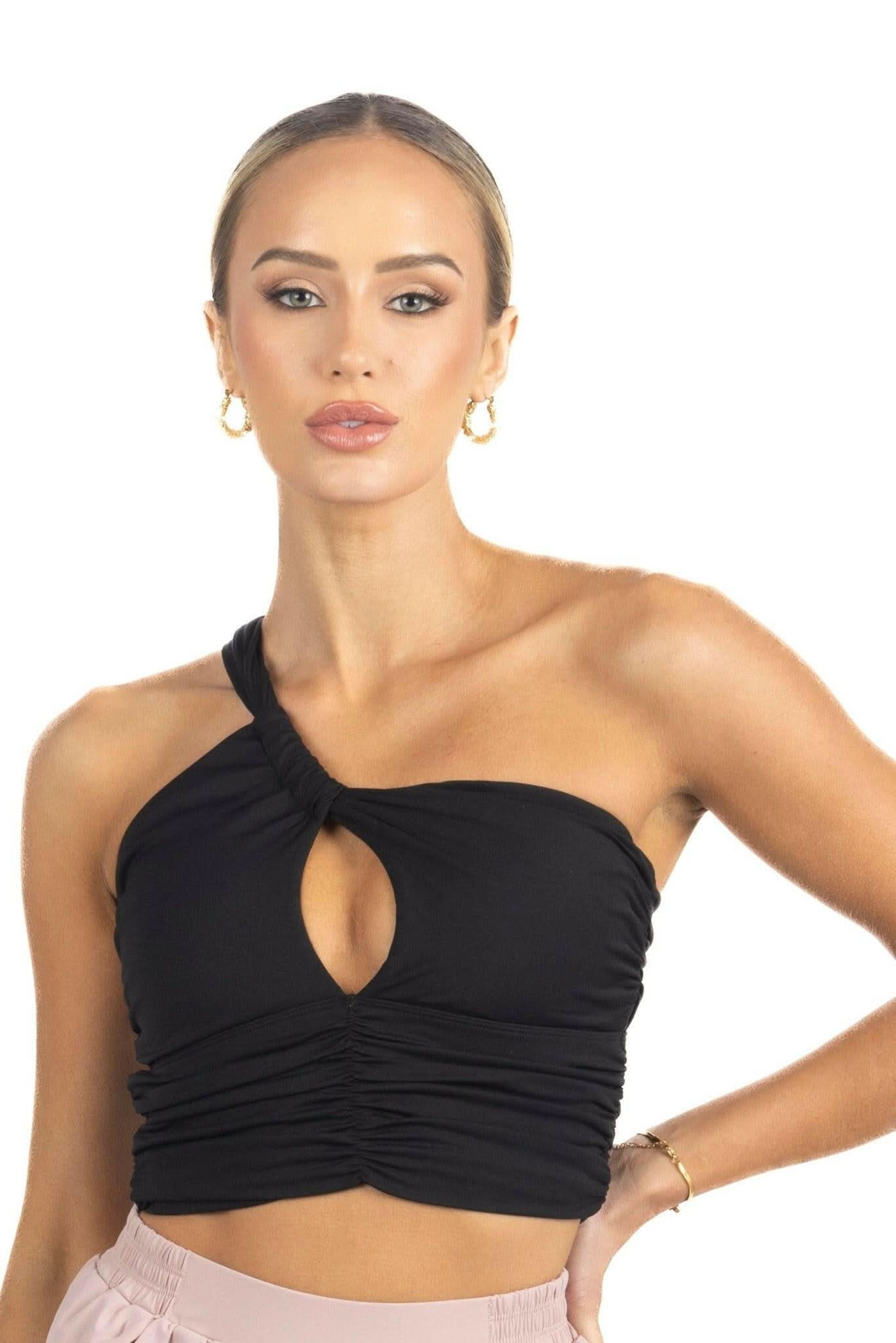 Belle Drapped Activewear Sportsbra in Black - Akalia