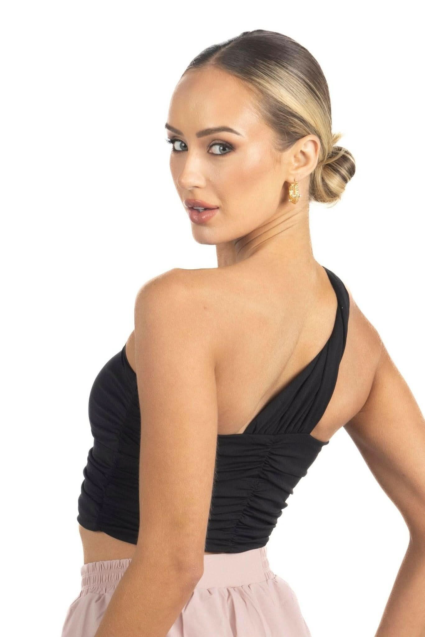Belle Drapped Activewear Sportsbra in Black - Akalia