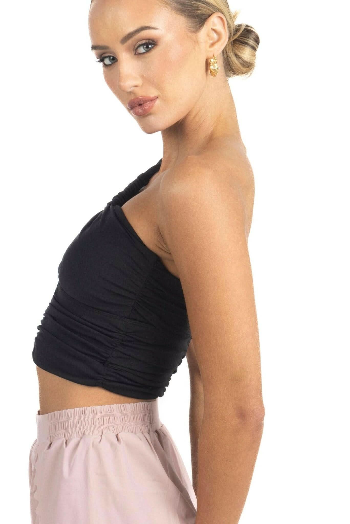 Belle Drapped Activewear Sportsbra in Black - Akalia