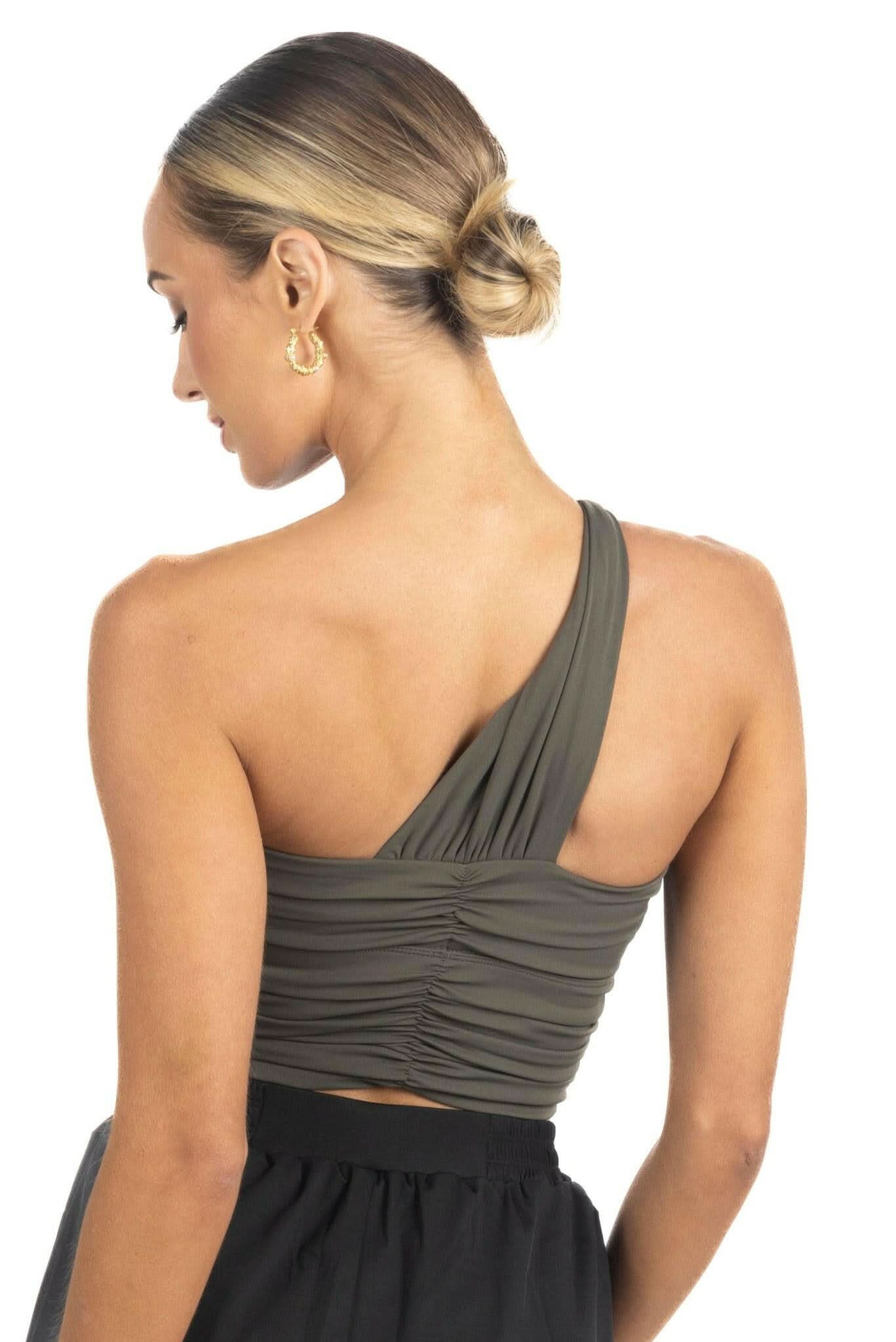 Belle Drapped Activewear Sportsbra in Dark Green - Akalia