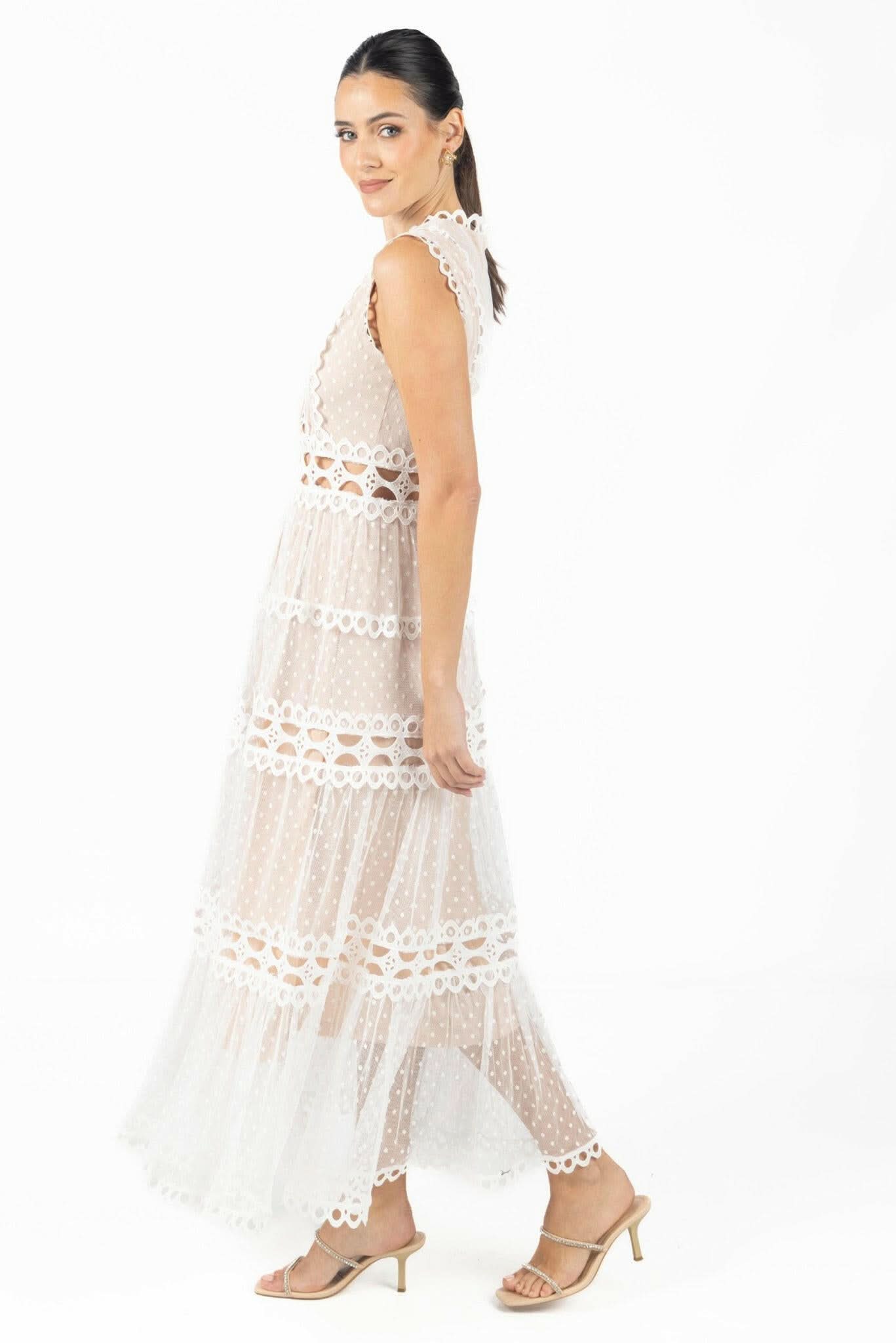 Blair White Lace Maxi Dress - Akalia