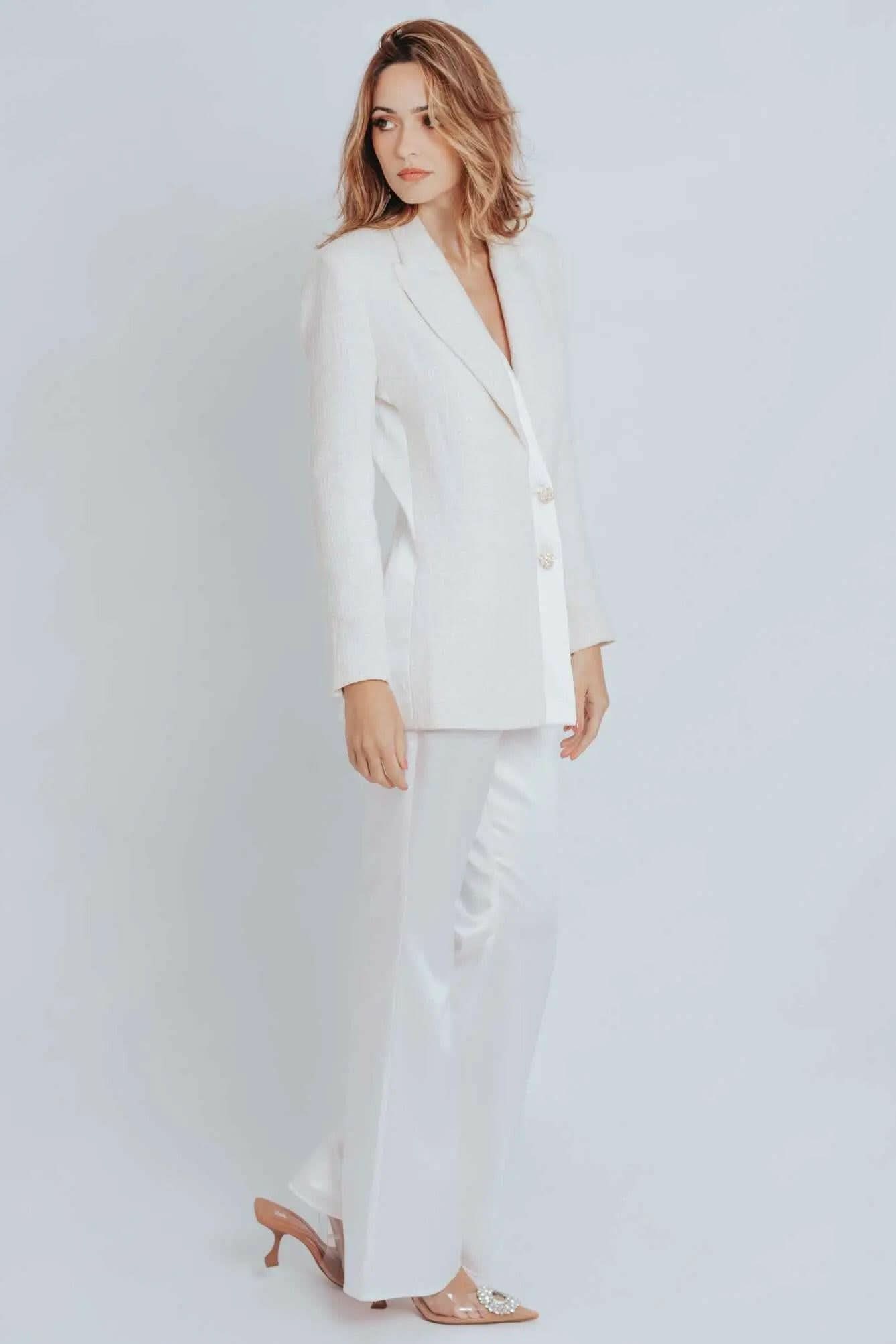 Call Me Coco Diamond Aquamarine Tweed Blazer - Akalia