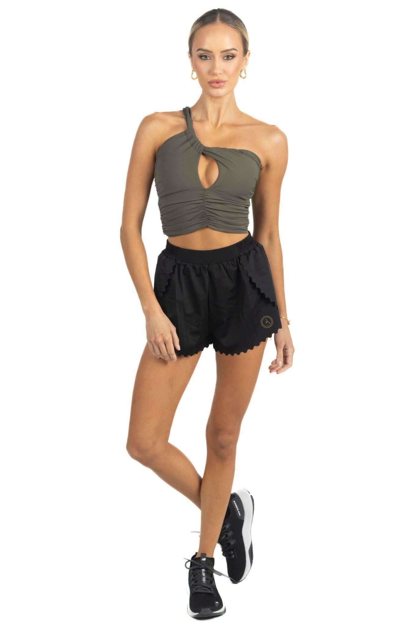 Chloe Romantic Scalloped Detailing Shorts in Black - Akalia