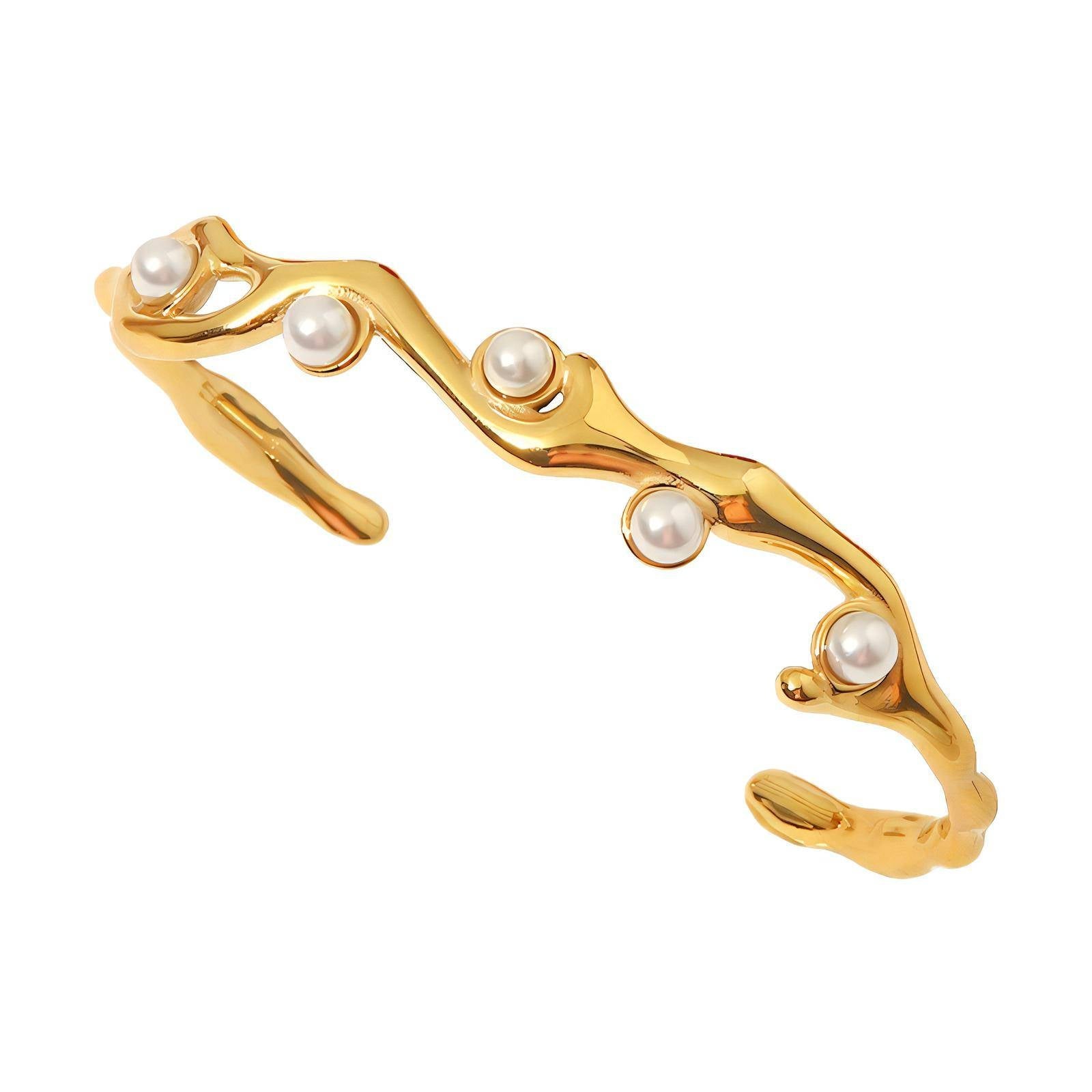 Diane 18k gold plated stainless steel pearl bracelet - Akalia
