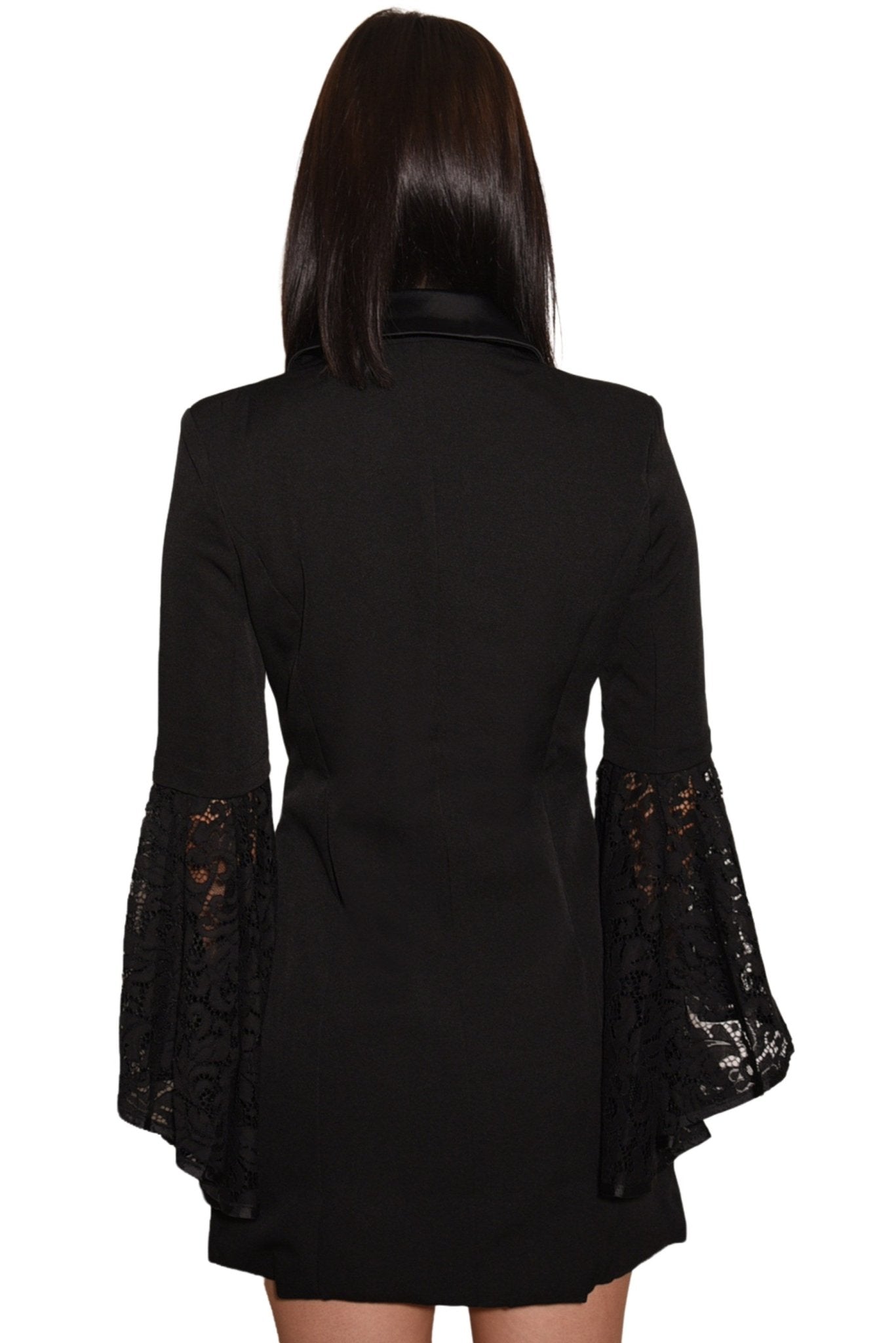 Marie Blazer Dress with Lace Sleeve Black - Akalia