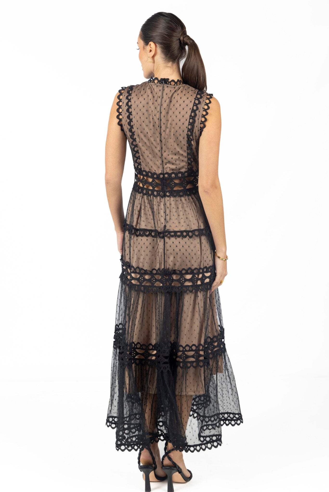 Serena Black Lace Maxi Dress - Akalia