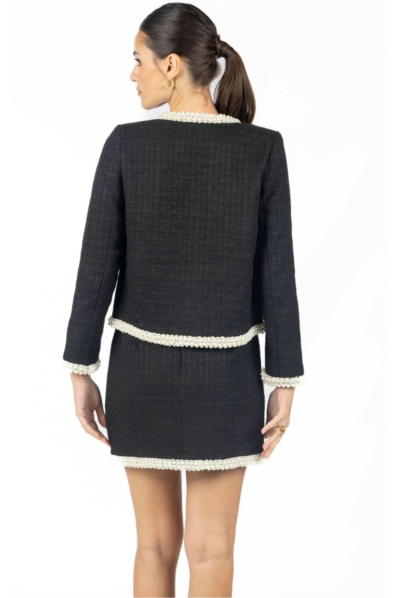 Short Marissa Tweed Skirt With Pearls - Akalia