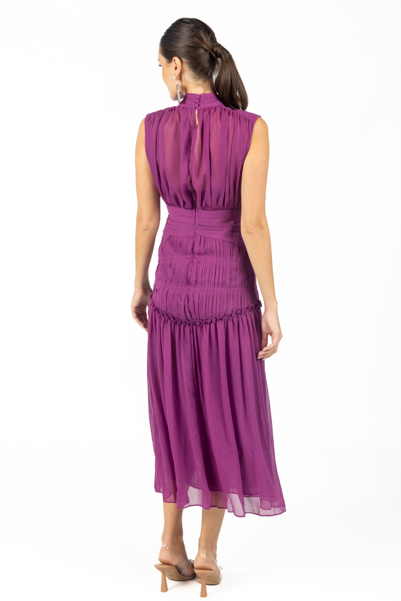 Valentina Midi Dress Purple Chiffon - Akalia