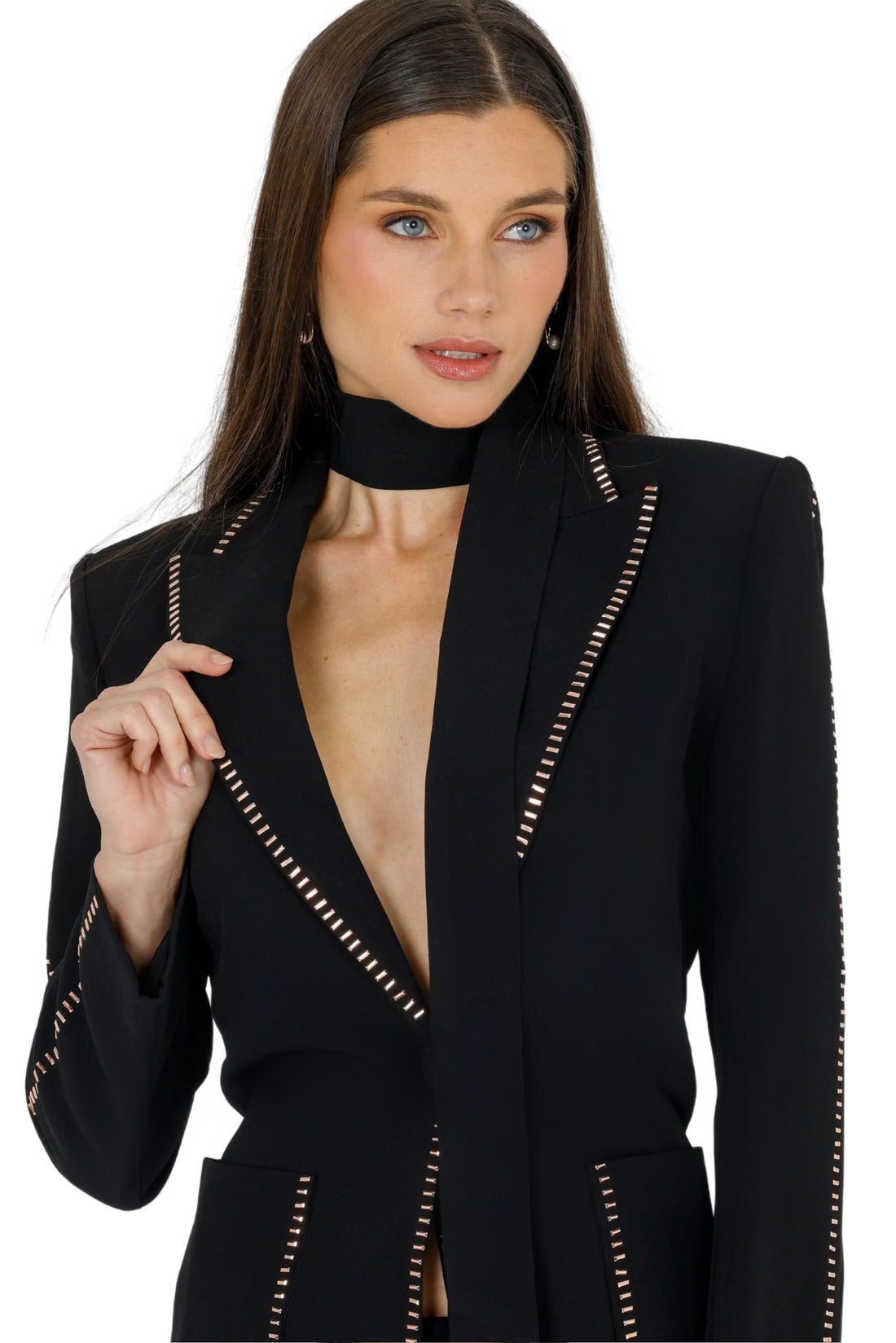 Nina Blazer with Belt (Black),Akalia,www.akaliaofficial.com