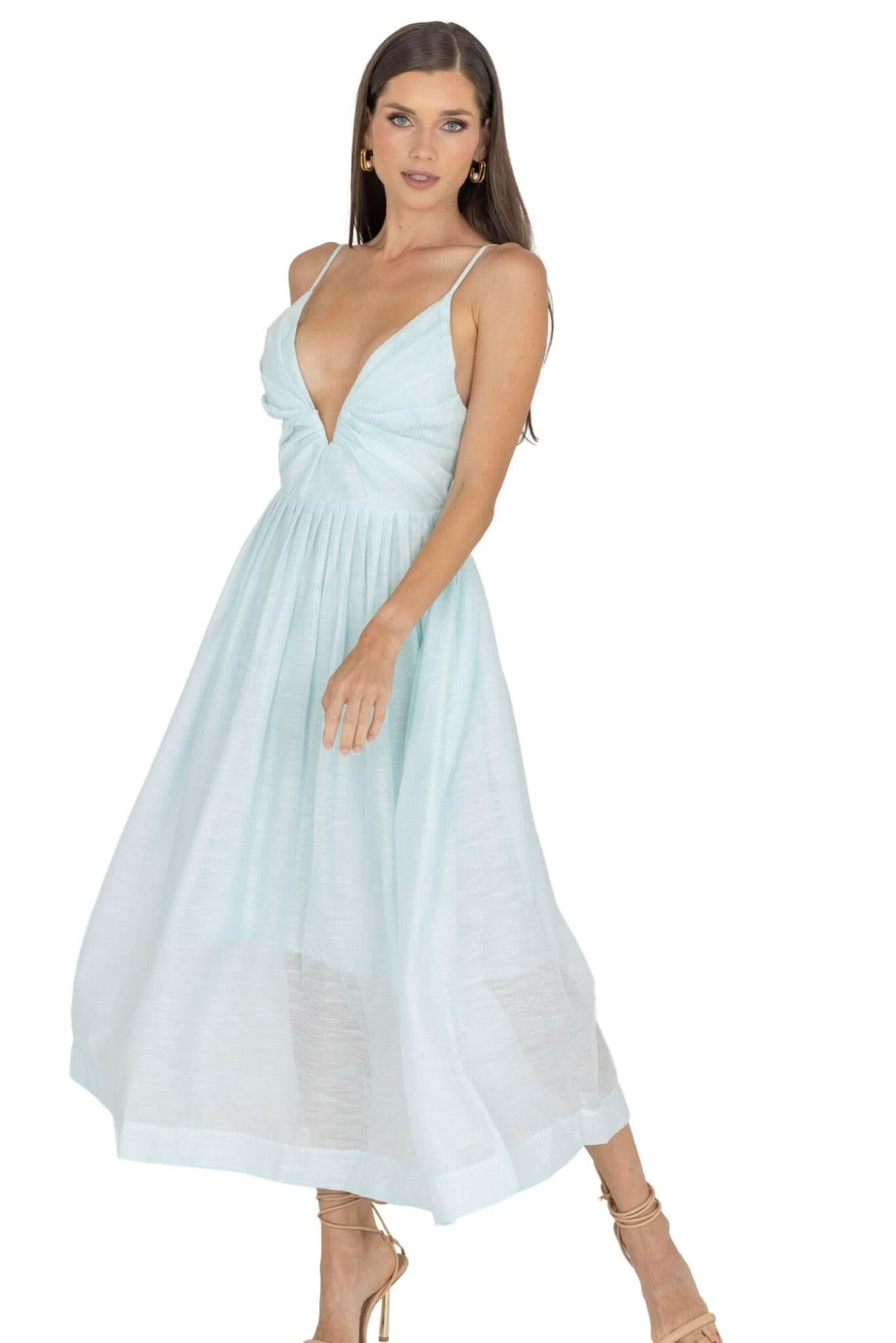 Adeli V Neck Midi Dress - Akalia