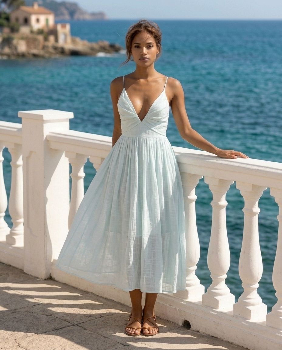 Adeli V Neck Midi Dress - Akalia