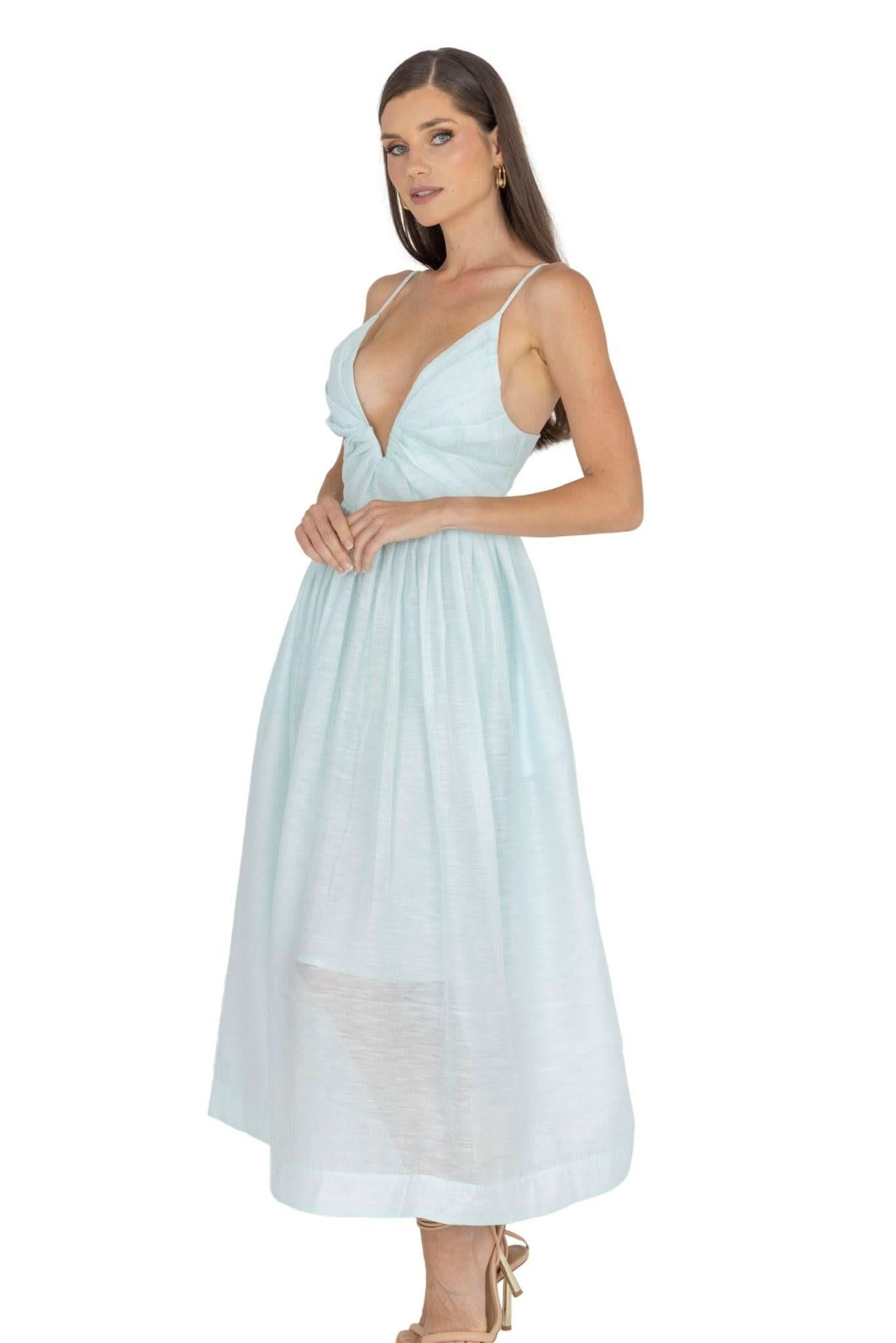 Adeli V Neck Midi Dress - Akalia