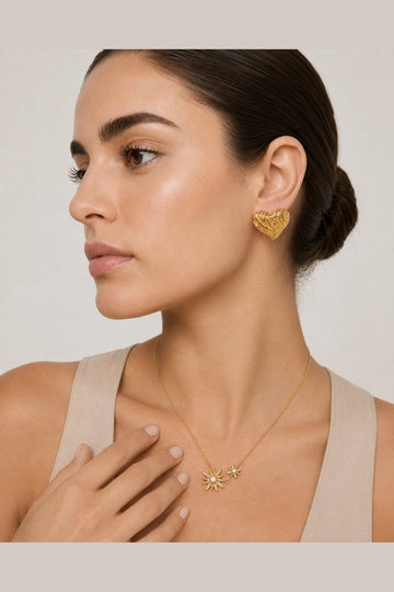 Amara Waterproof Molten Heart Stud - Akalia