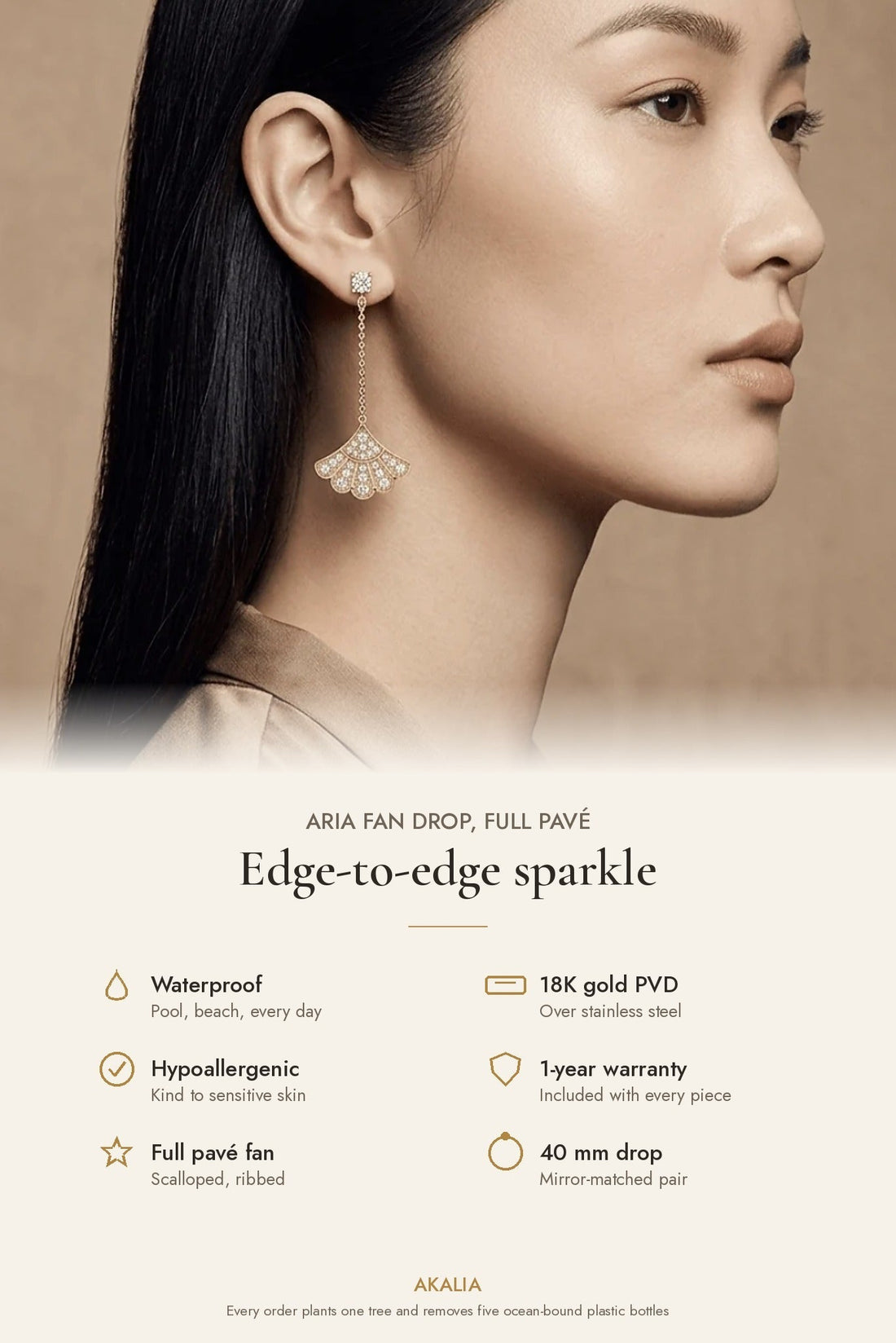 Aria Fan Drop Earrings — Full Pavé (Pre-Order) - Akalia
