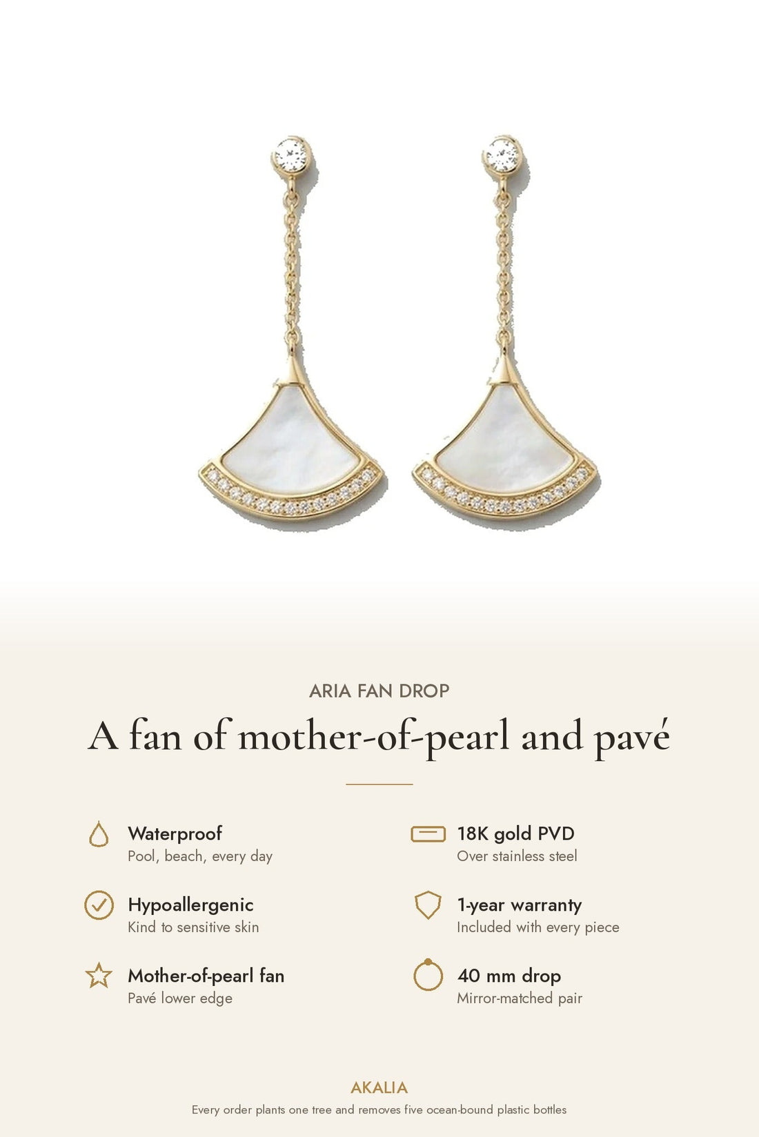 Aria Fan Drop Earrings — Mother-of-Pearl & Pavé (Pre-Order) - Akalia