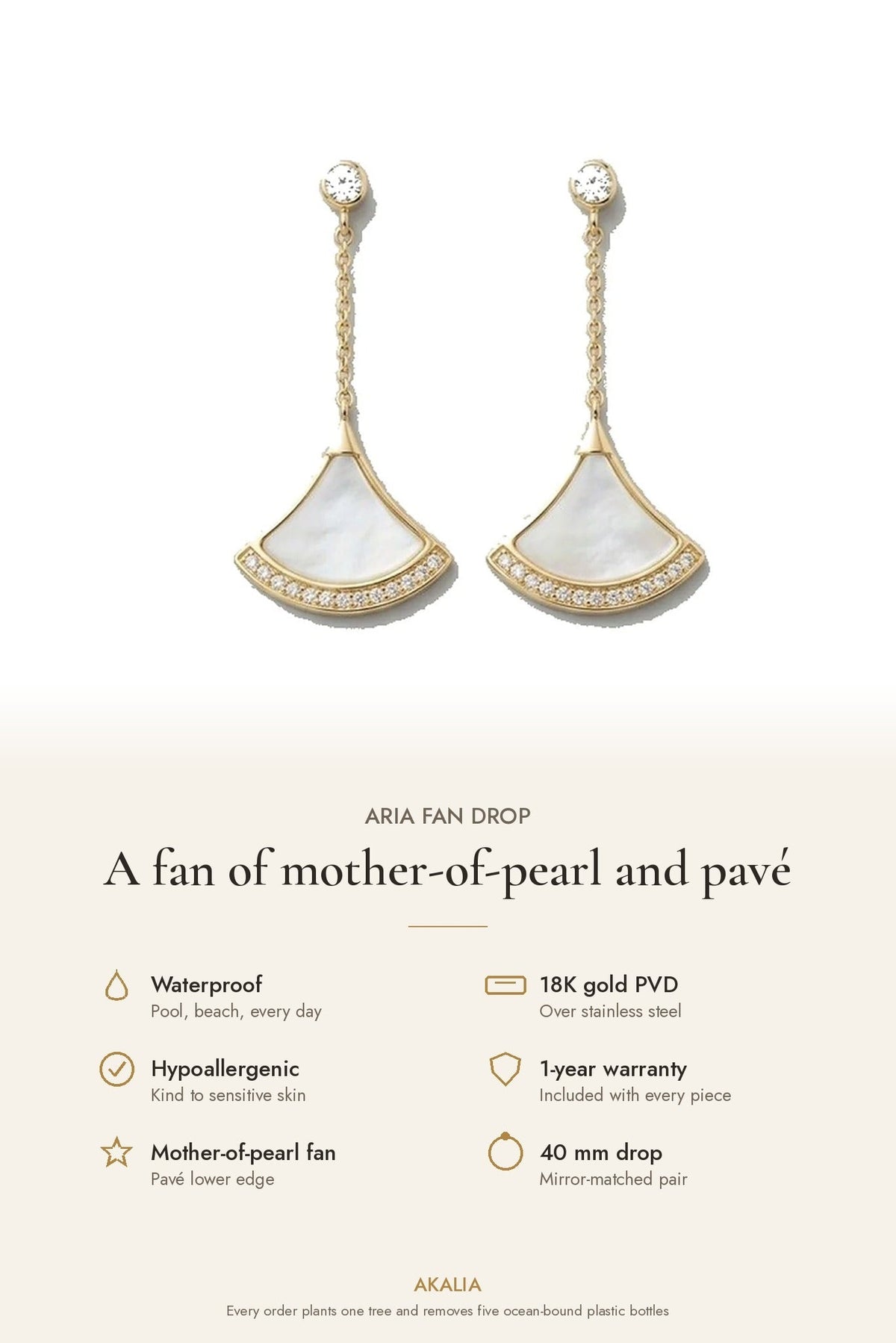 Aria Fan Drop Earrings — Mother-of-Pearl & Pavé (Pre-Order) - Akalia
