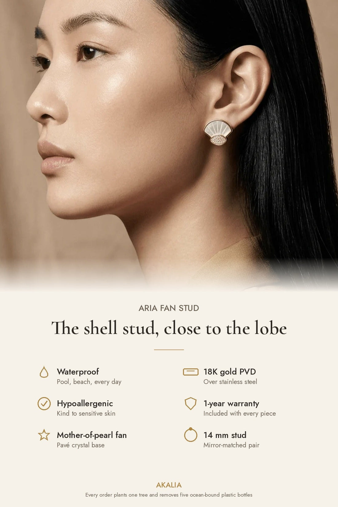 Aria Fan Stud Earrings — Mother-of-Pearl & Pavé (Pre-Order) - Akalia