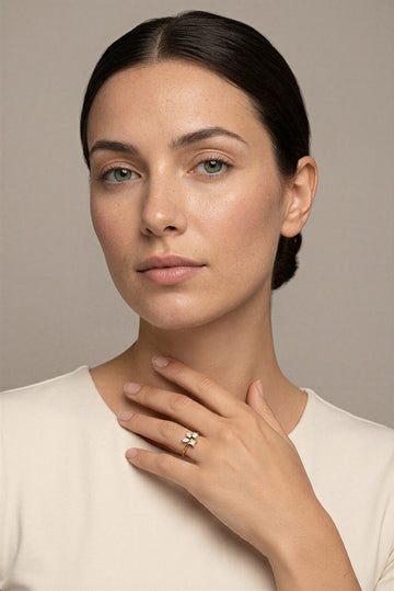 Celeste Waterproof CZ Cluster Ring worn by model – Akalia waterproof jewelry