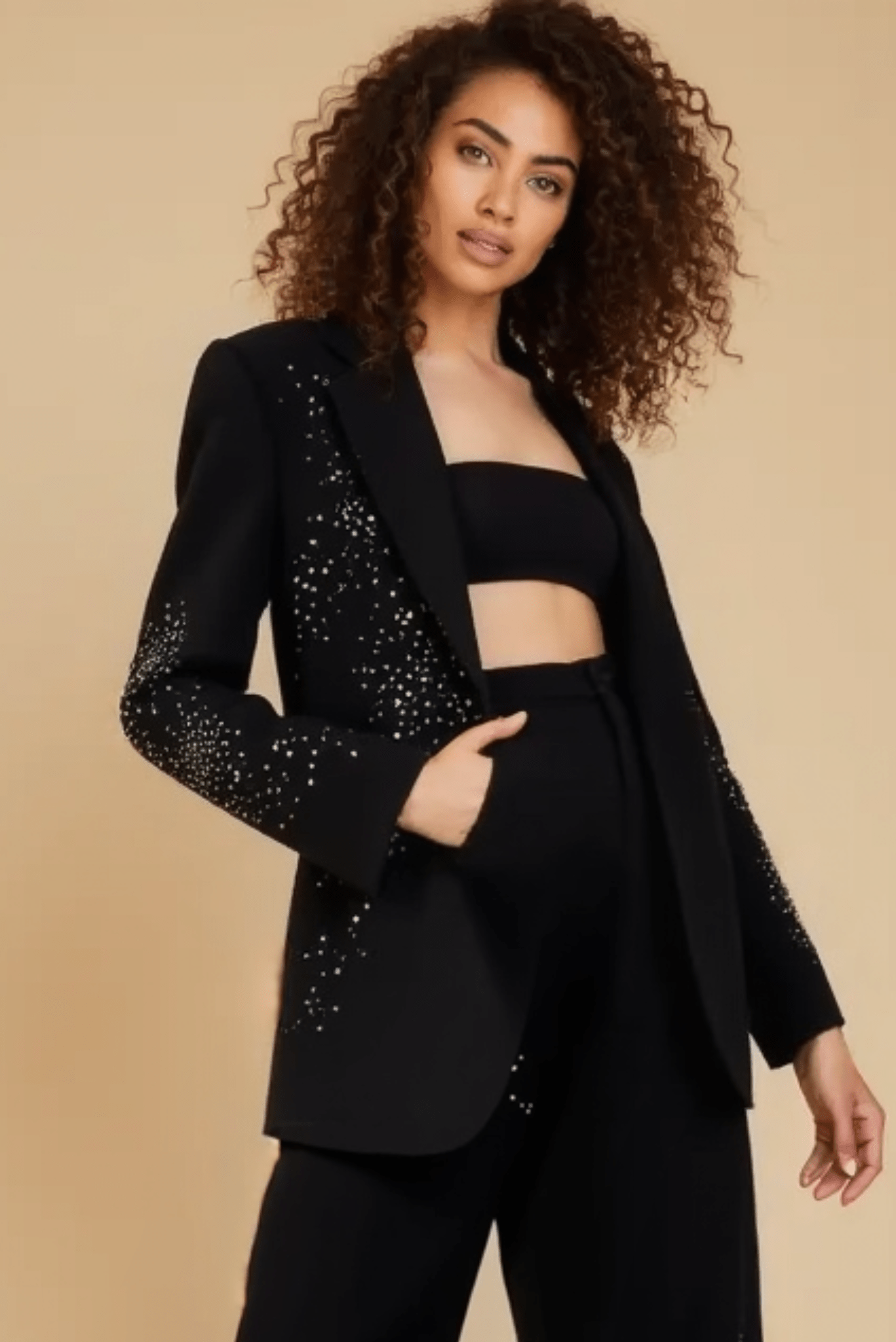 Cicy Shinning Starry Diamonds Blazer (Black) - Akalia