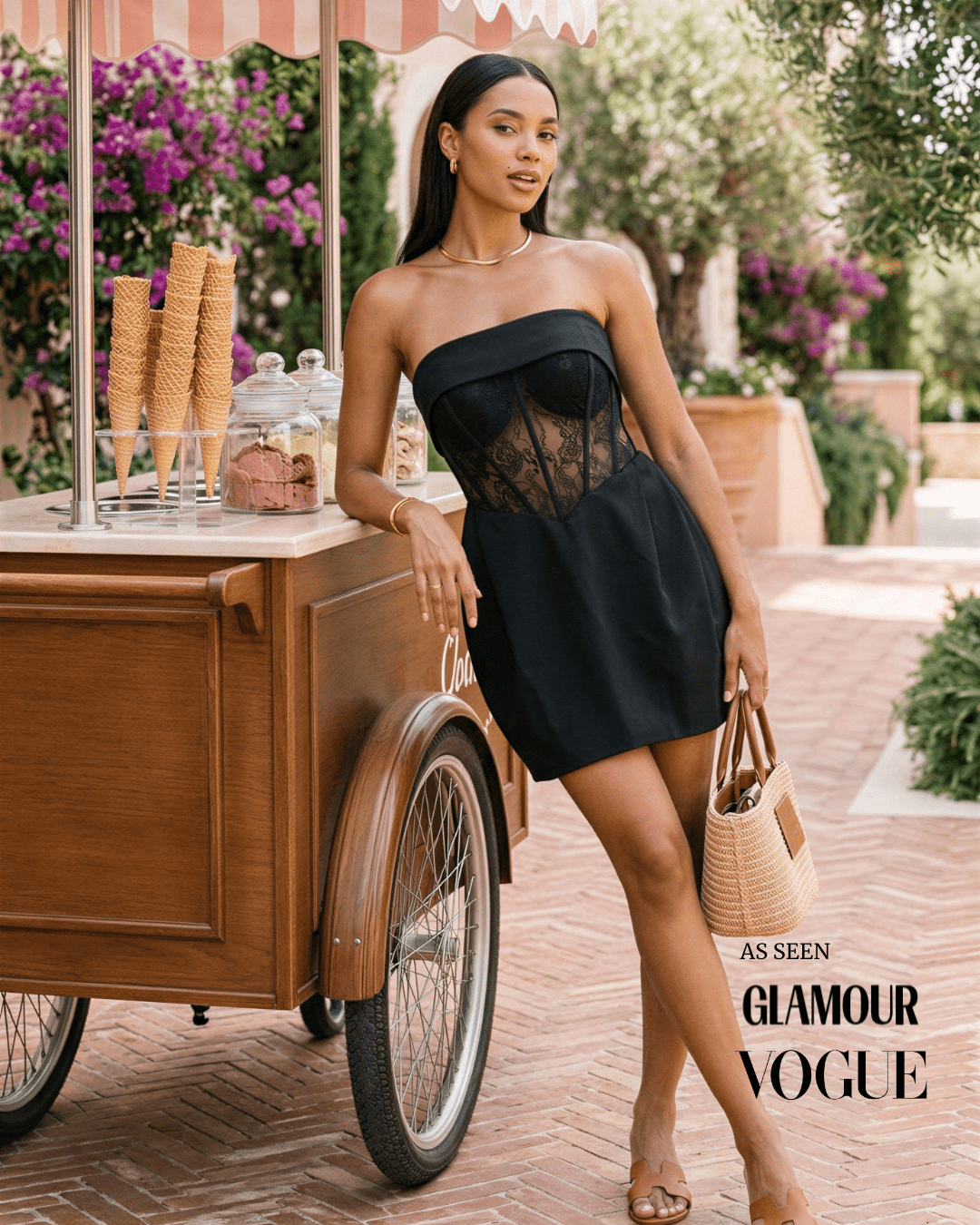 Daisy Strapless Lace Corset Dress (Black) - Akalia