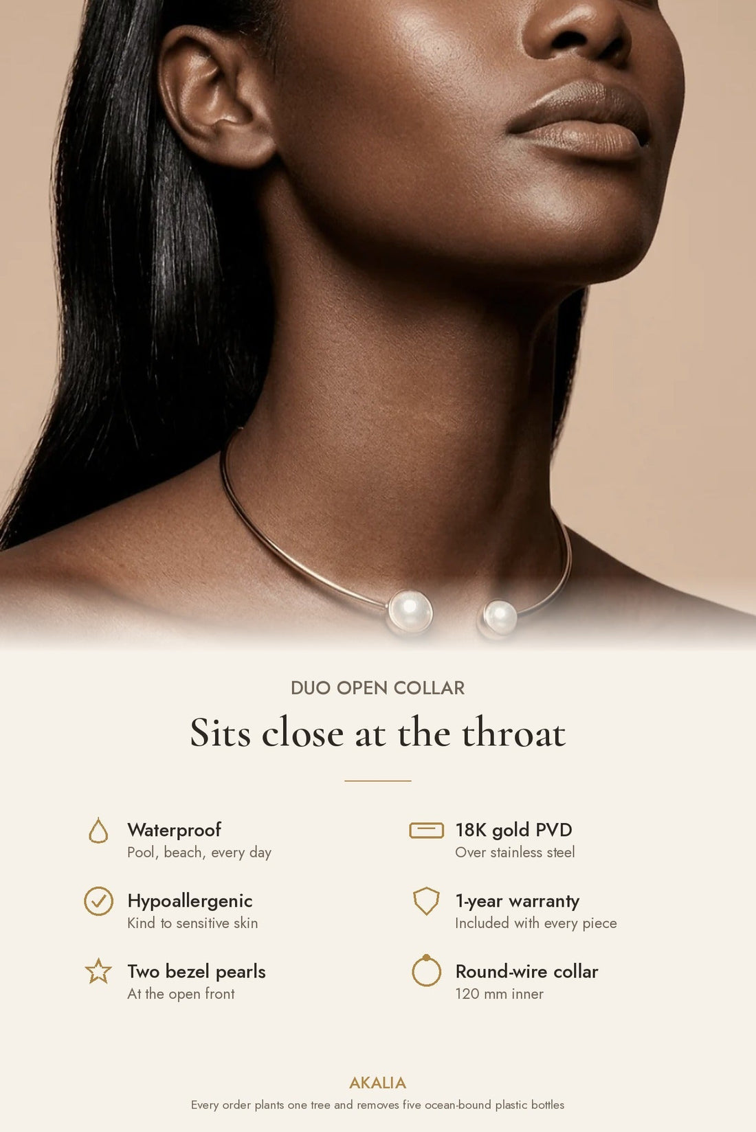 Duo Open Collar Necklace — Two Pearl (Pre-Order) - Akalia