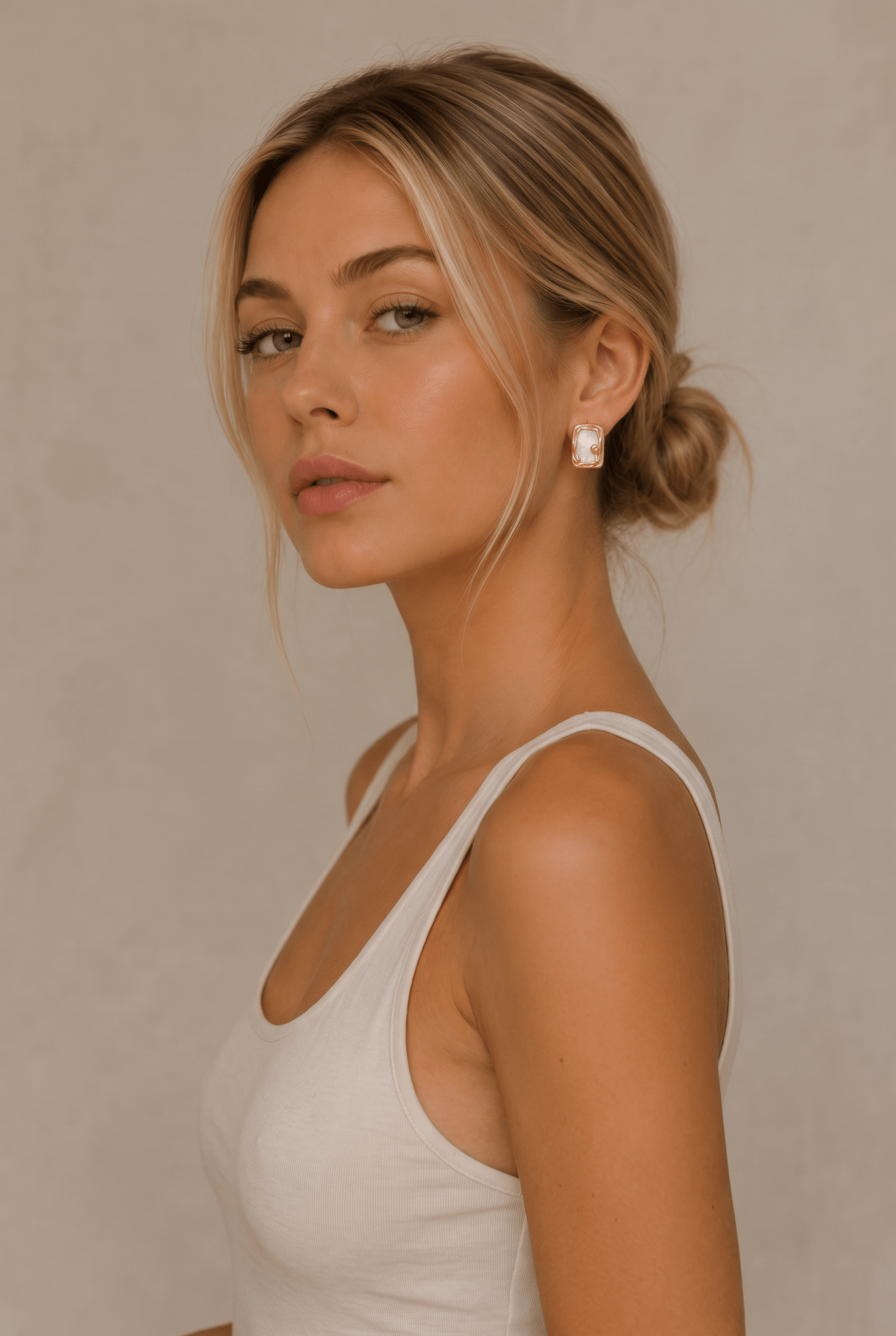 Elodie Waterproof Mother-of-Pearl Square Stud Earring - Akalia