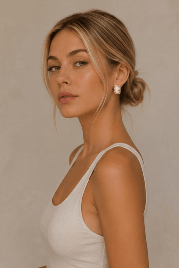 Elodie Waterproof Mother-of-Pearl Square Stud Earring - Akalia