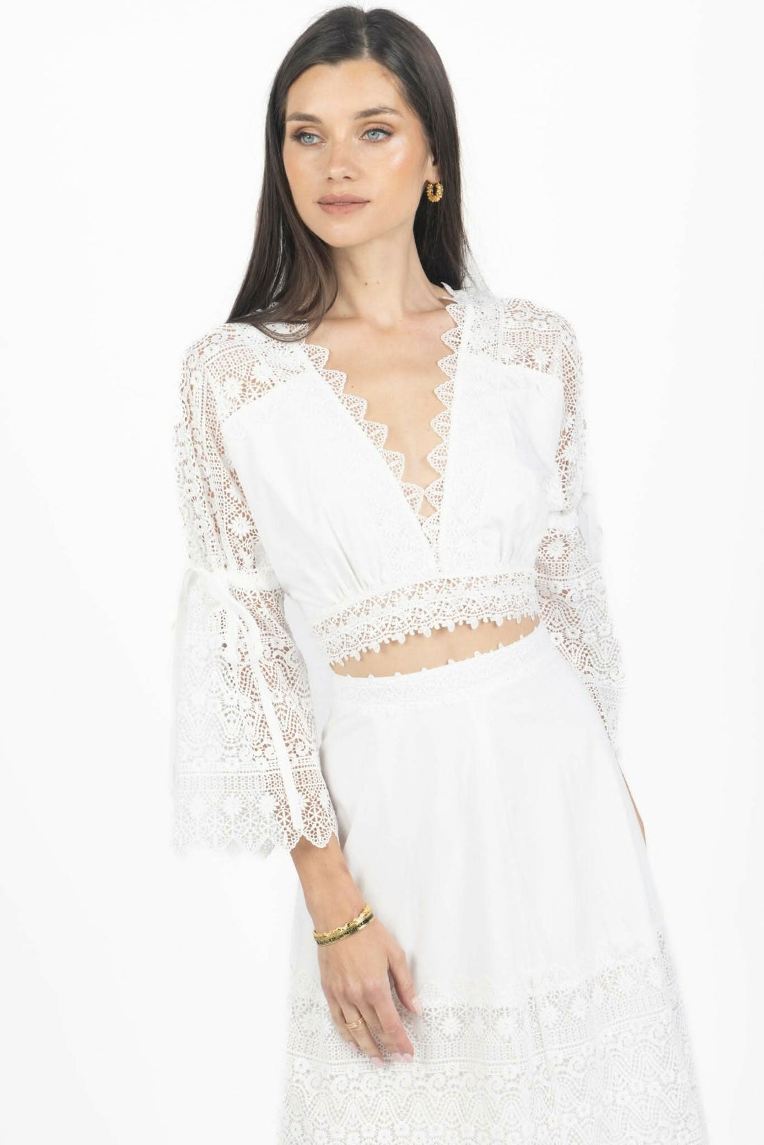 Emily Guipure Lace Top & Maxi Skirt Set - Akalia