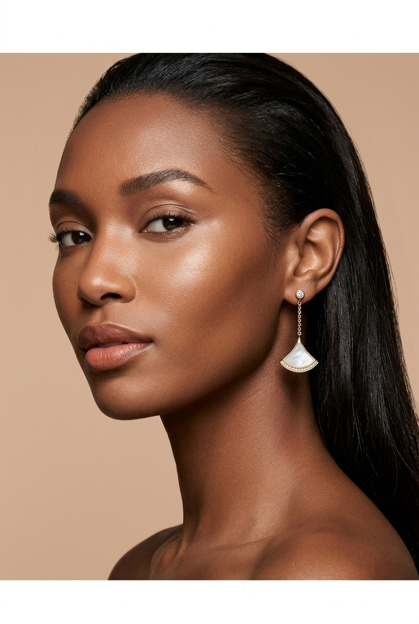 Aria Fan Drop Earrings on model