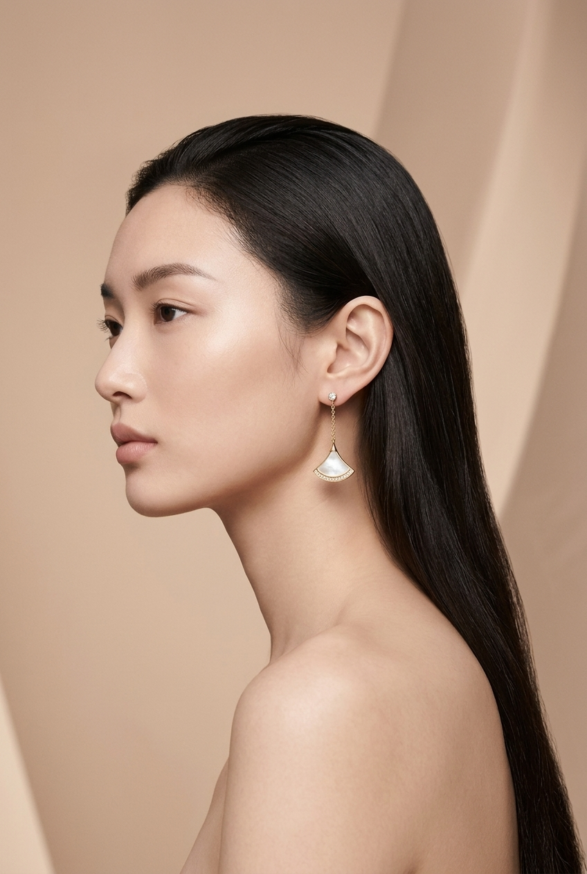 Aria Fan Drop Earrings on model