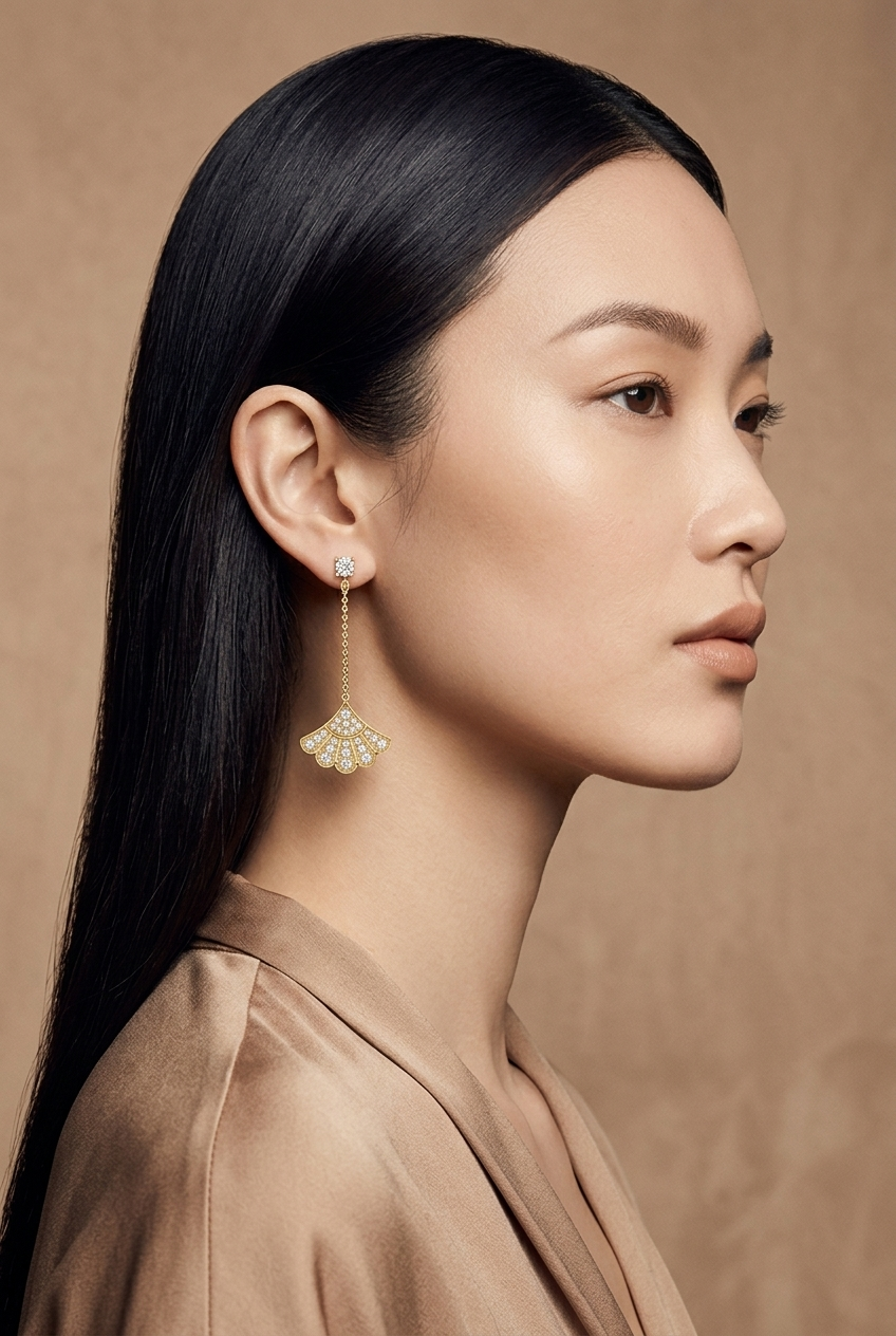 Aria Fan Drop Full Pavé on model