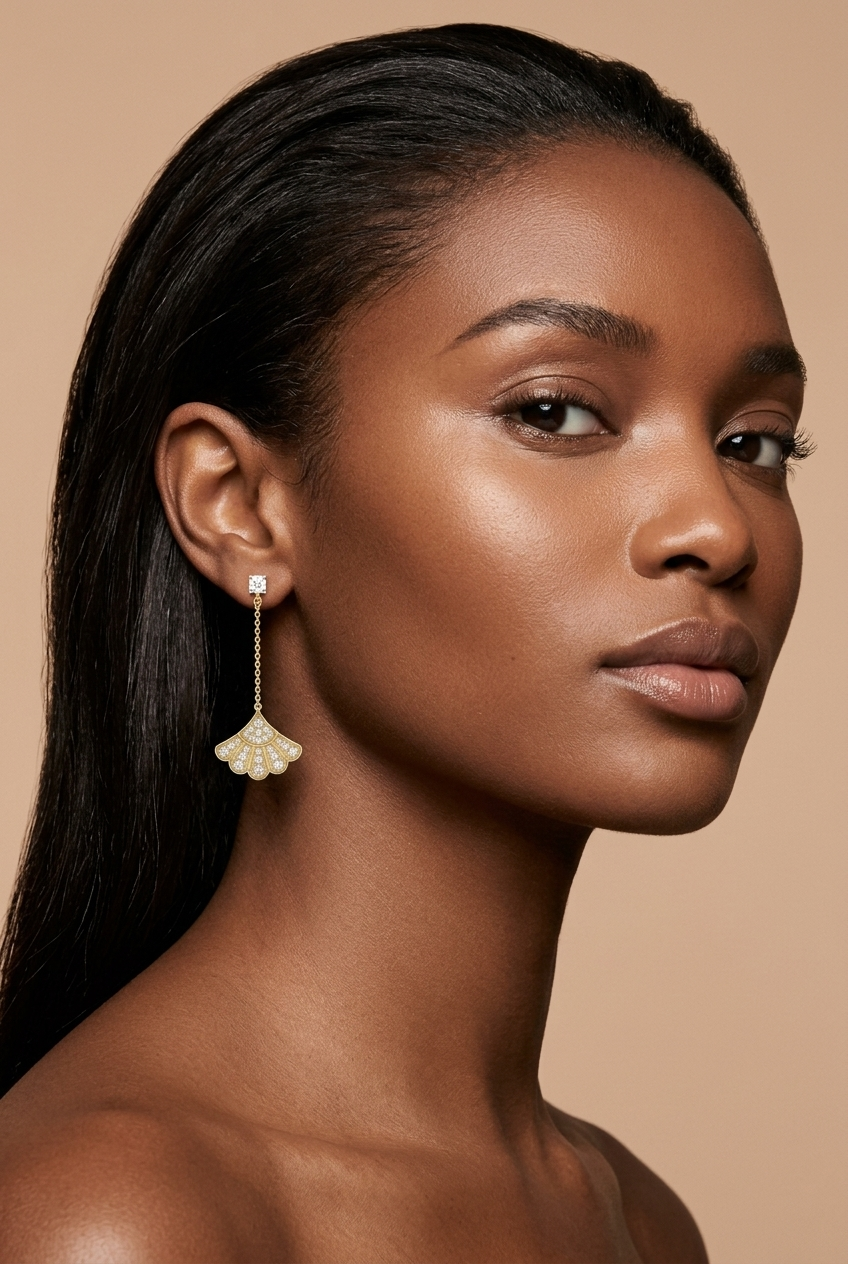 Aria Fan Drop Full Pavé on model